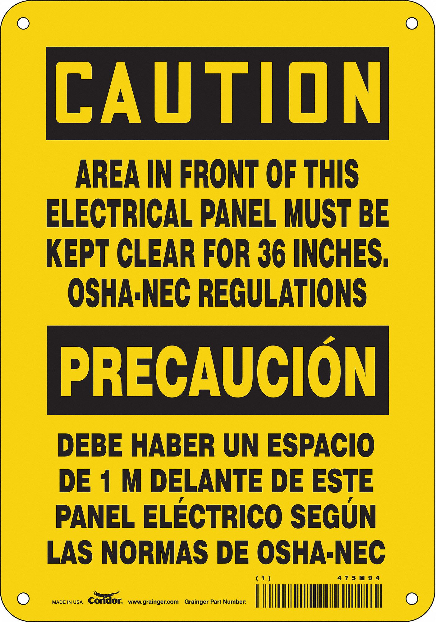 Safety Sign: Aluminum, Mounting Holes Sign Mounting, 10 in x 7 in Nominal Sign Size, 0.032 in Thick