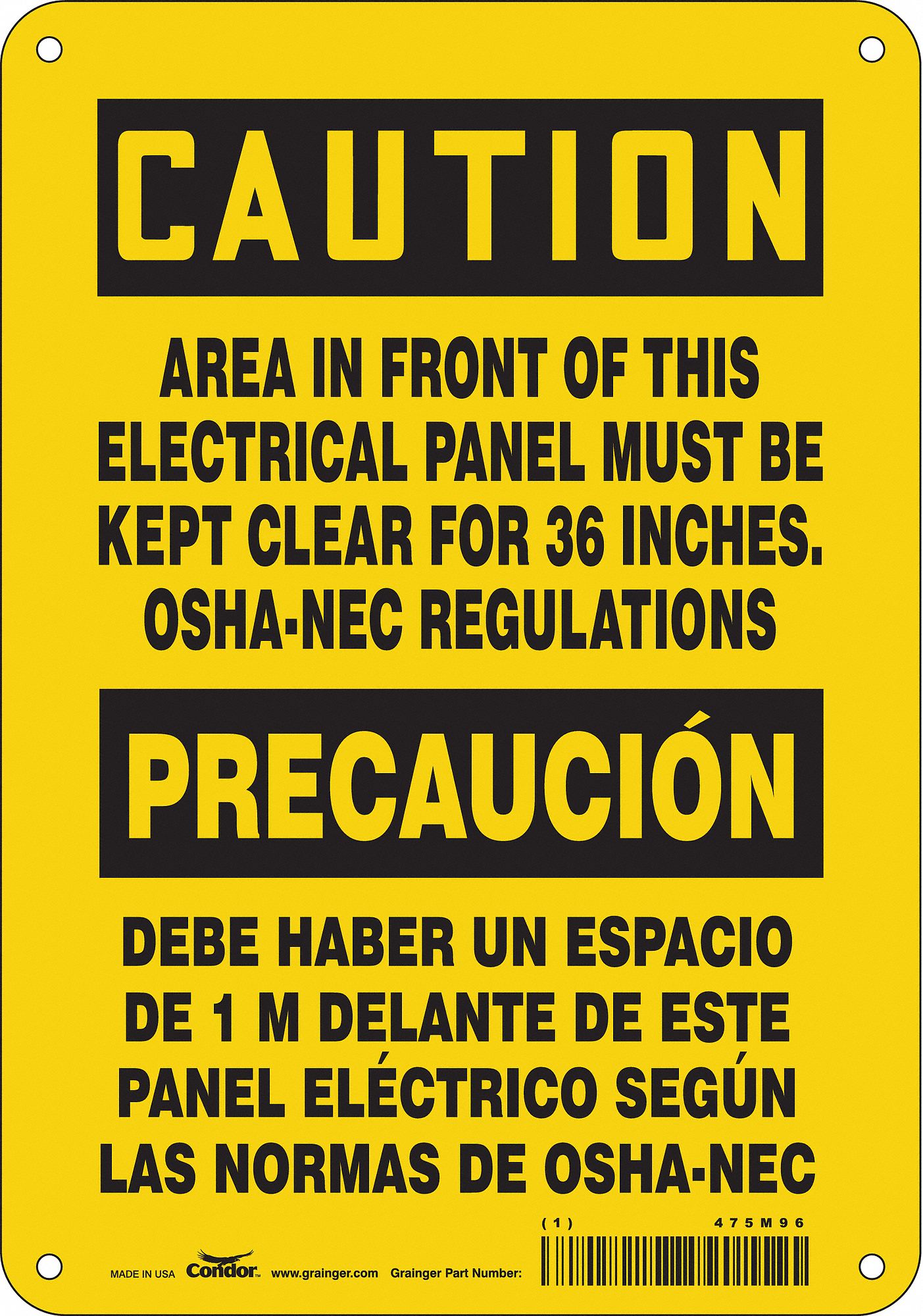 Safety Sign: Polyethylene, Mounting Holes Sign Mounting, 10 in x 7 in Nominal Sign Size