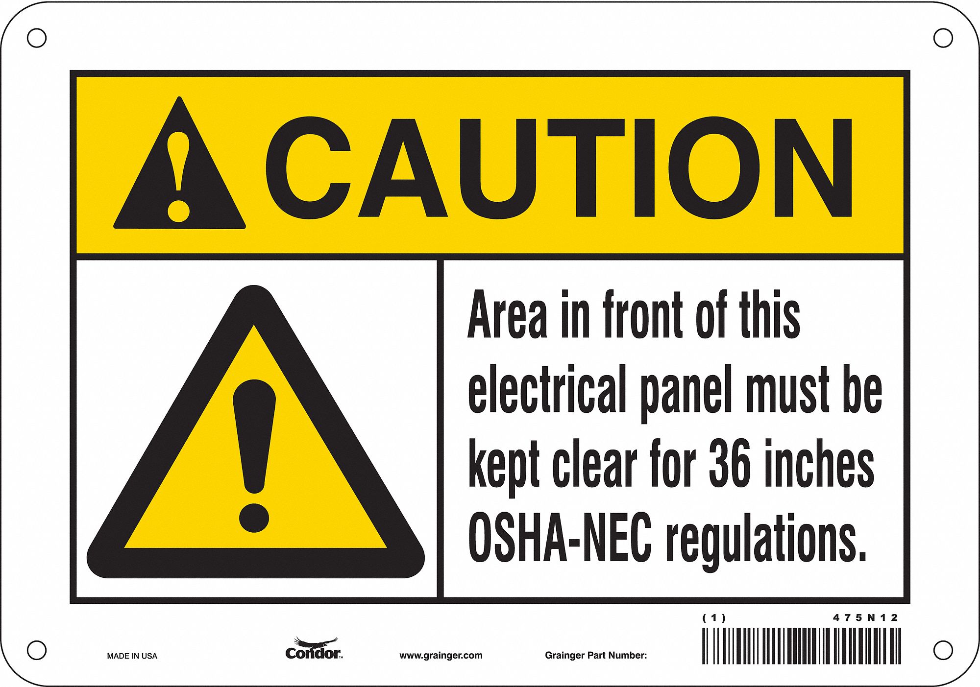 Safety Sign: Polyethylene, Mounting Holes Sign Mounting, 7 in x 10 in Nominal Sign Size
