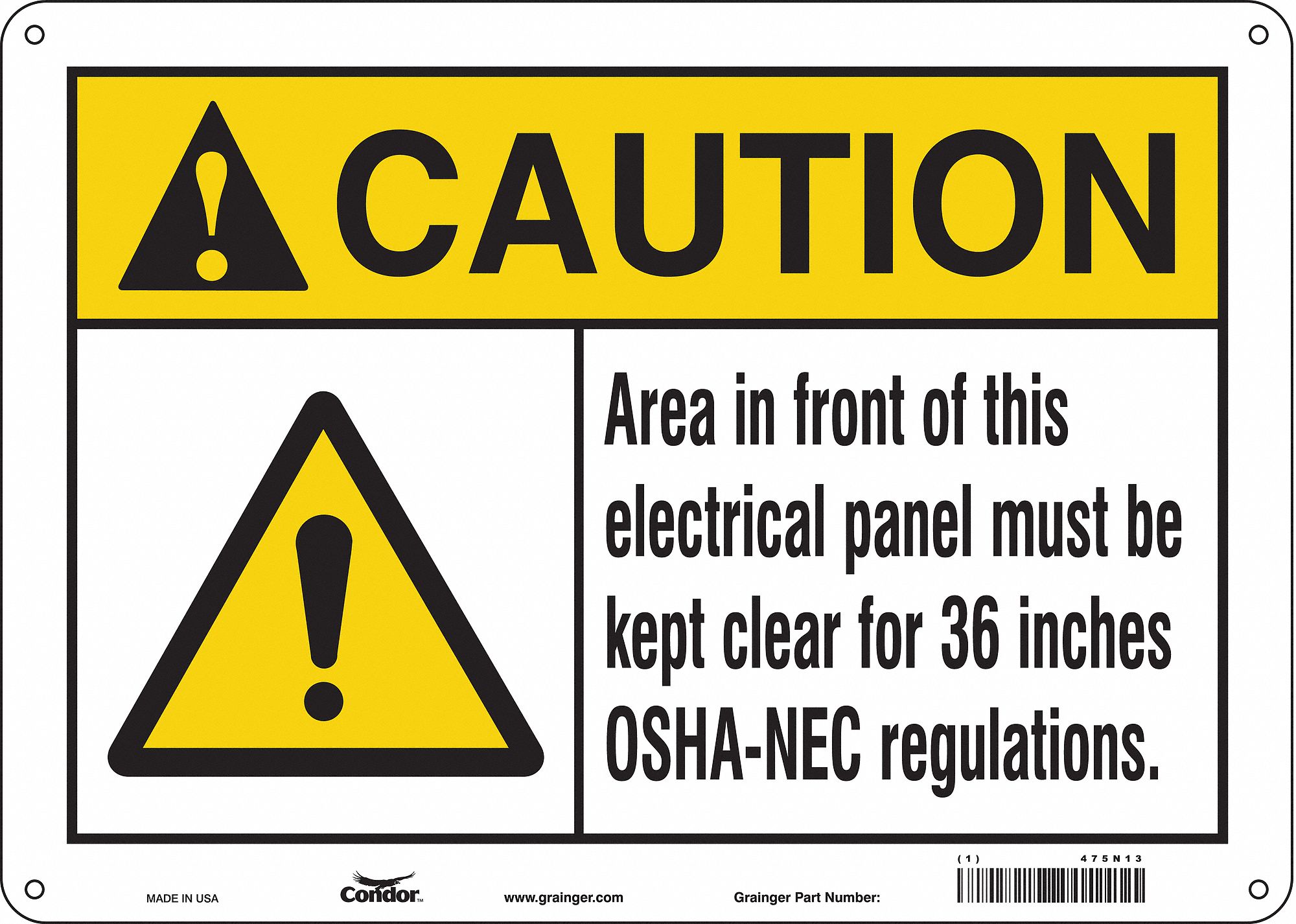 Safety Sign: Polyethylene, Mounting Holes Sign Mounting, 10 in x 14 in Nominal Sign Size