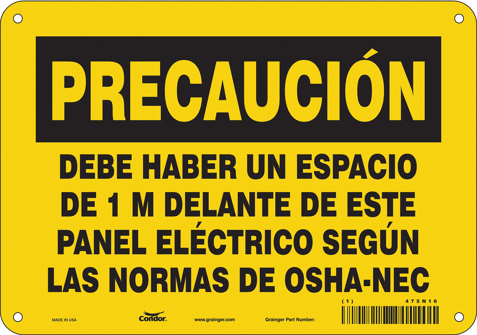 Safety Sign: Aluminum, Mounting Holes Sign Mounting, 7 in x 10 in Nominal Sign Size, 0.032 in Thick