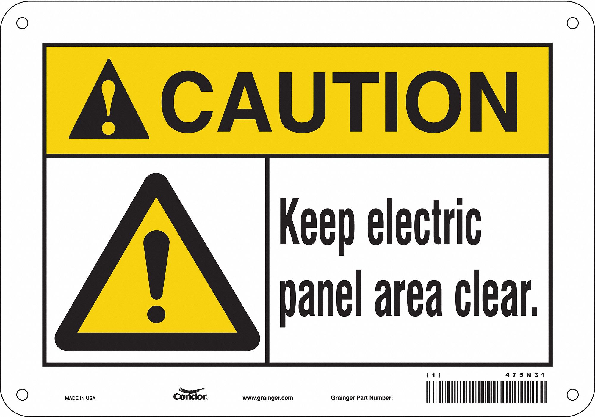 Safety Sign: Aluminum, Mounting Holes Sign Mounting, 7 in x 10 in Nominal Sign Size, 0.032 in Thick
