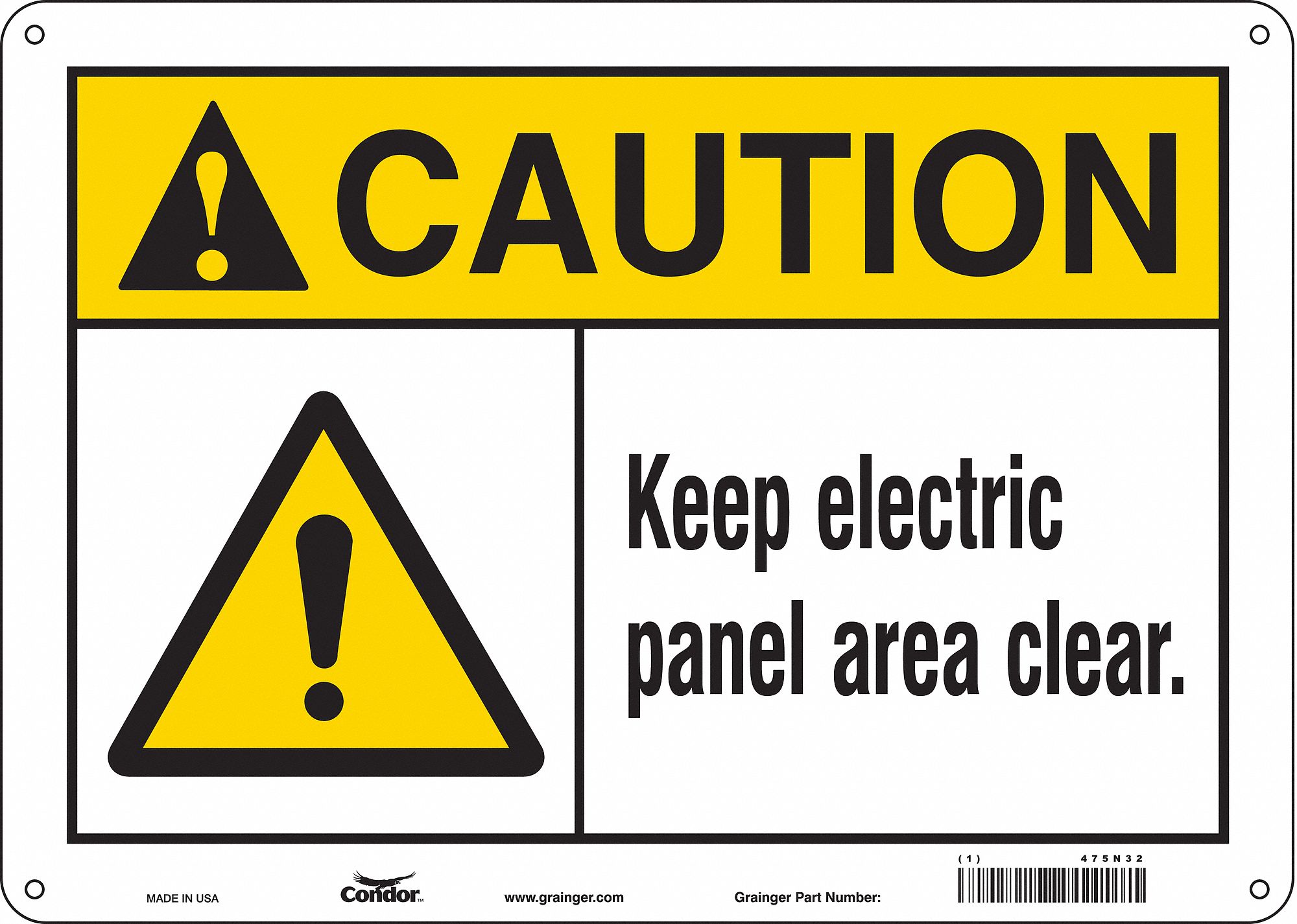 Safety Sign: Aluminum, Mounting Holes Sign Mounting, 10 in x 14 in Nominal Sign Size, 0.032 in Thick