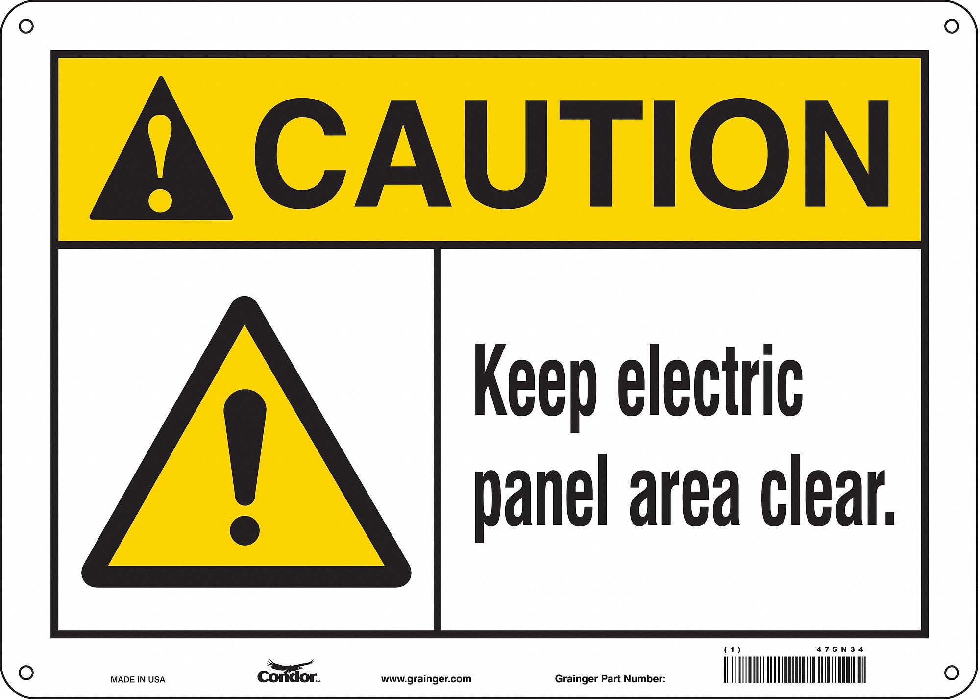 Safety Sign: Polyethylene, Mounting Holes Sign Mounting, 10 in x 14 in Nominal Sign Size