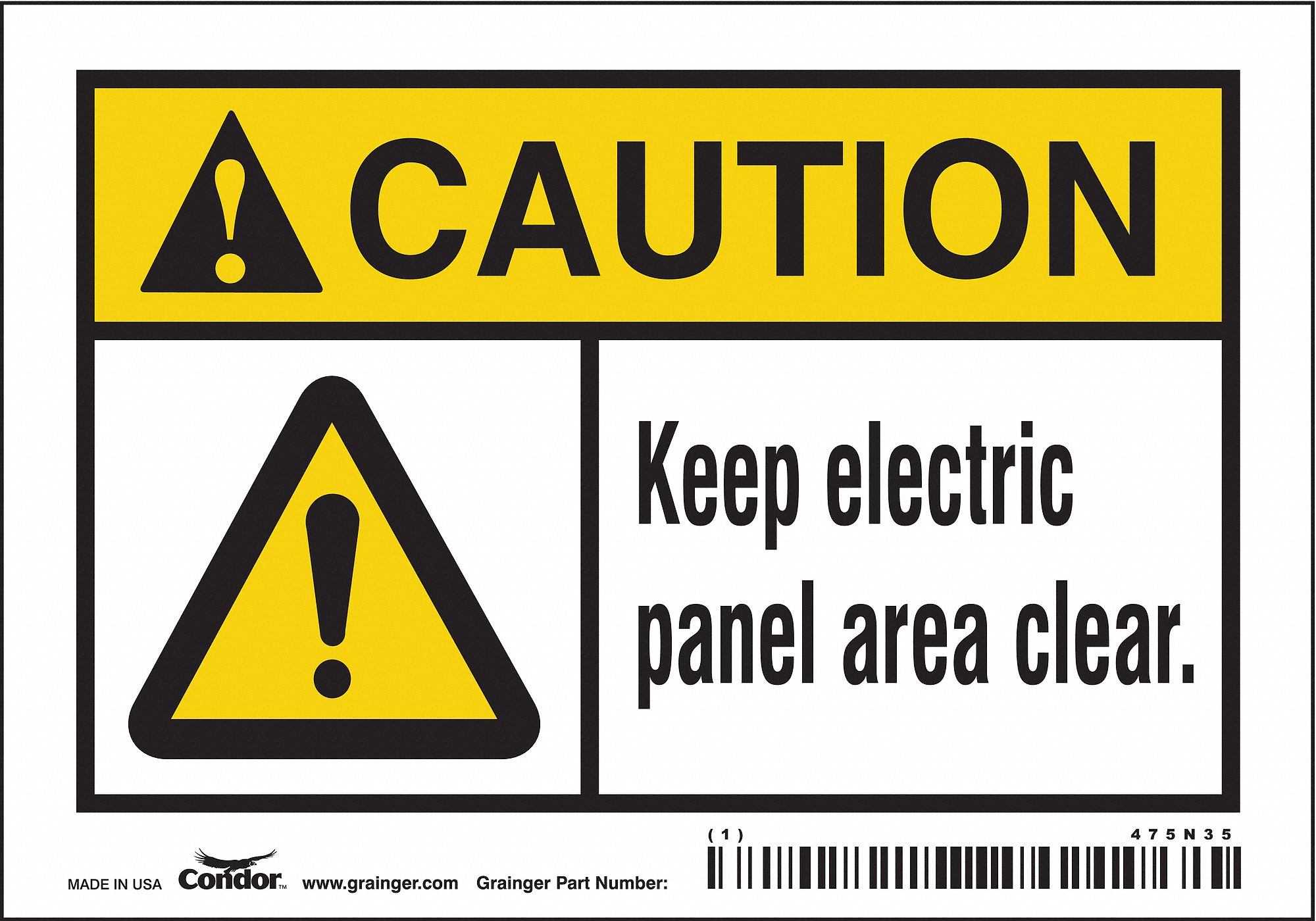 Safety Sign: Vinyl, Adhesive Sign Mounting, 3 1/2 in x 5 in Nominal Sign Size, Not Retroreflective