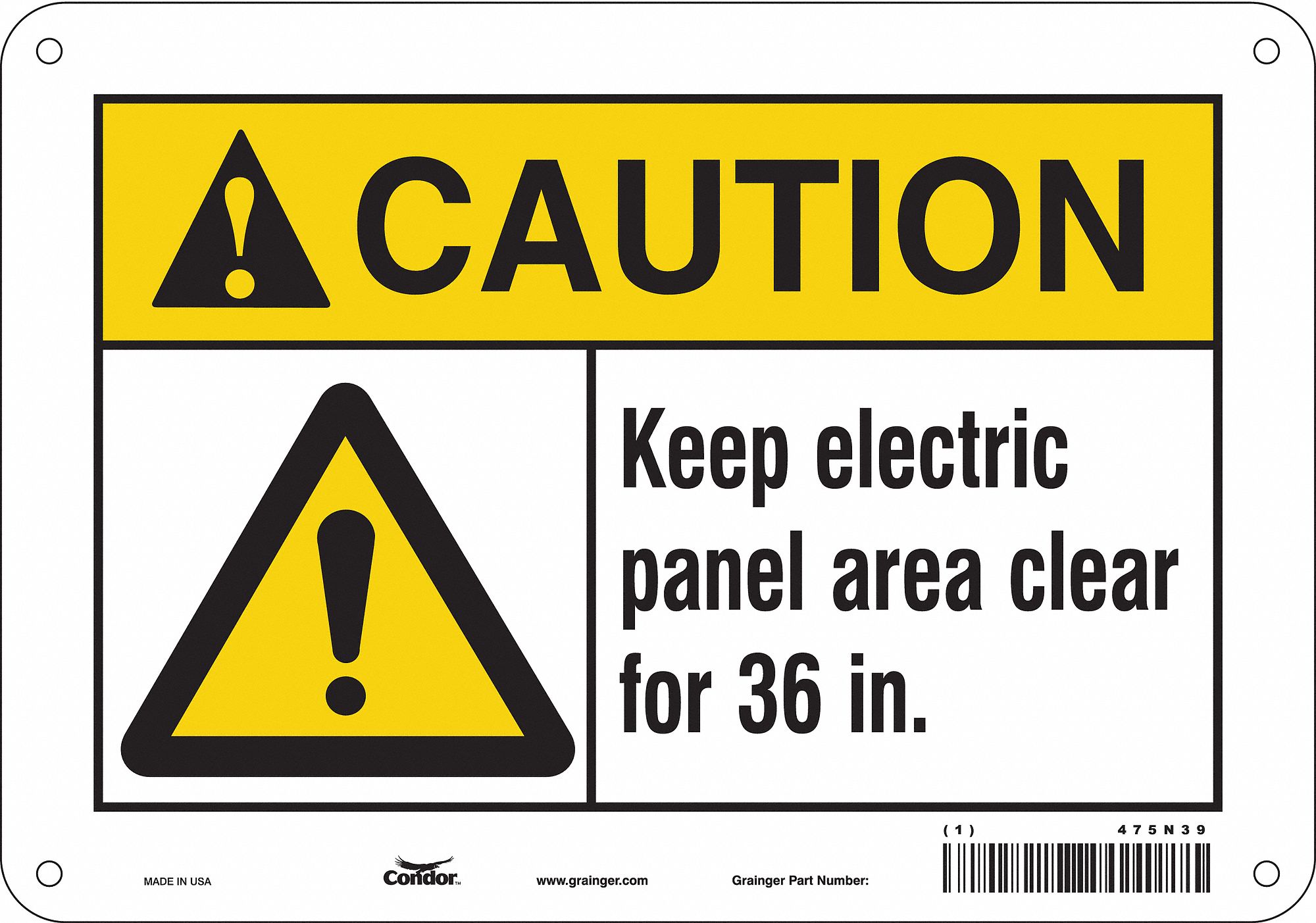 Safety Sign: Aluminum, Mounting Holes Sign Mounting, 7 in x 10 in Nominal Sign Size, 0.032 in Thick