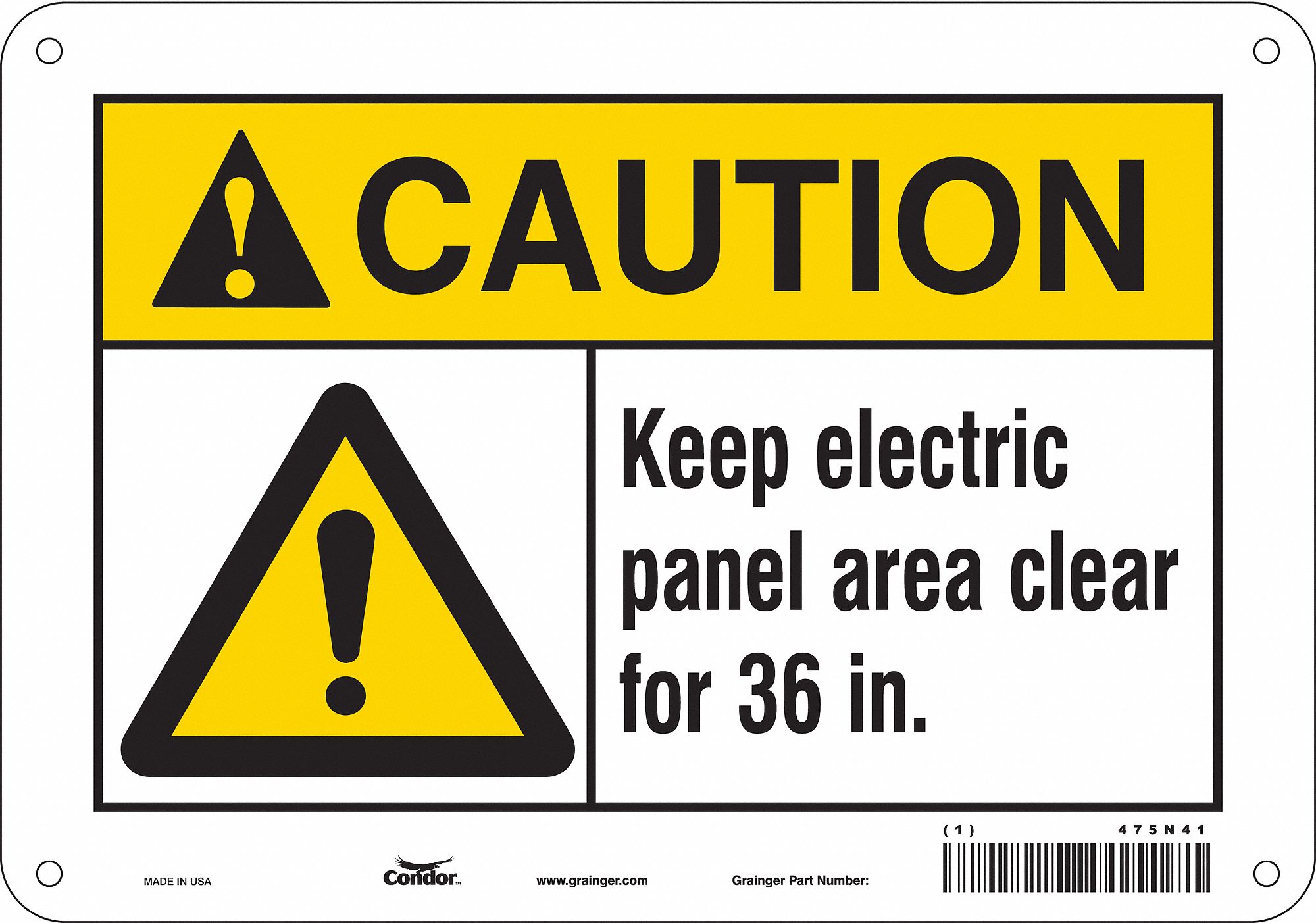 Safety Sign: Polyethylene, Mounting Holes Sign Mounting, 7 in x 10 in Nominal Sign Size