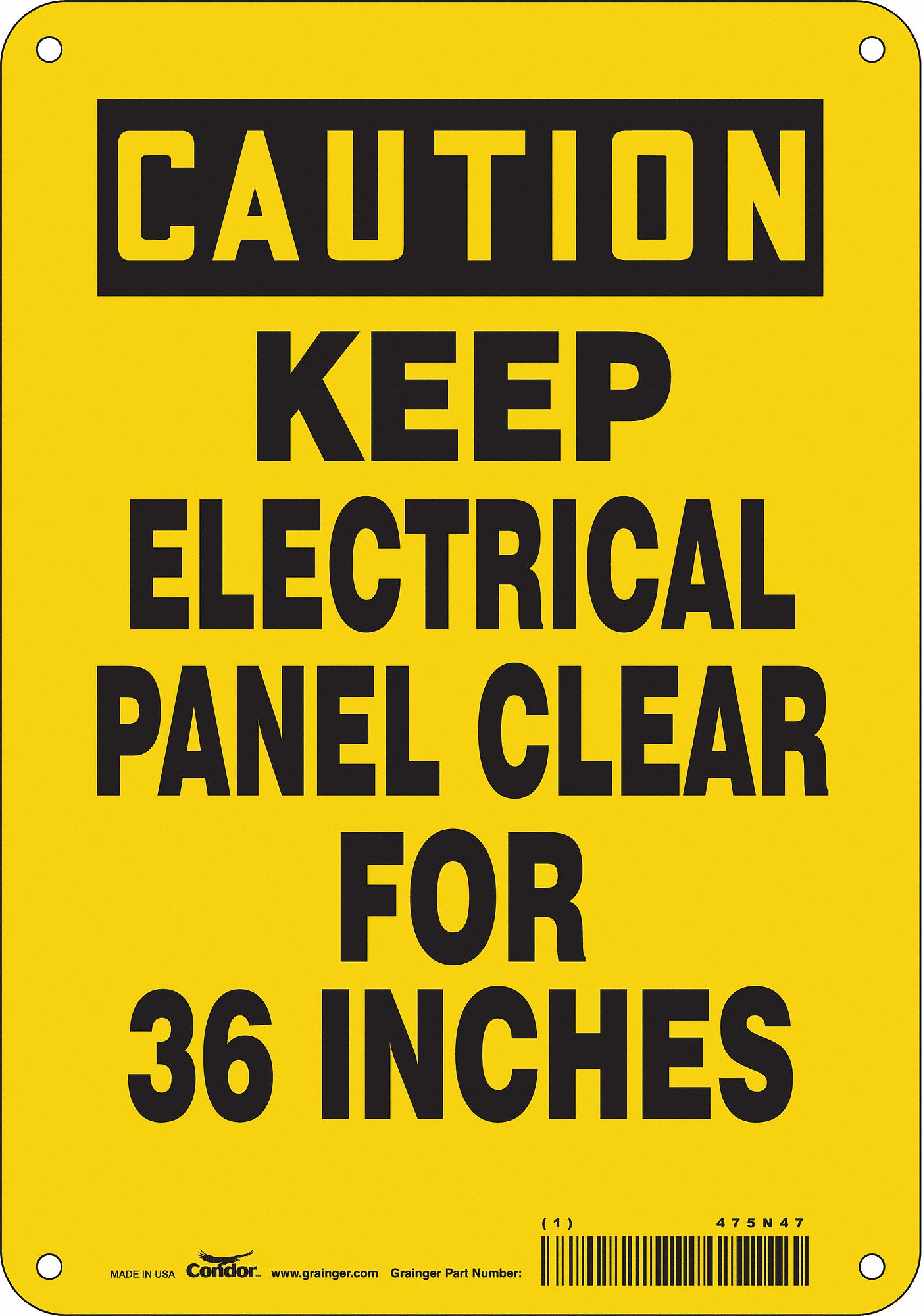 Safety Sign: Aluminum, Mounting Holes Sign Mounting, 10 in x 7 in Nominal Sign Size, 0.032 in Thick