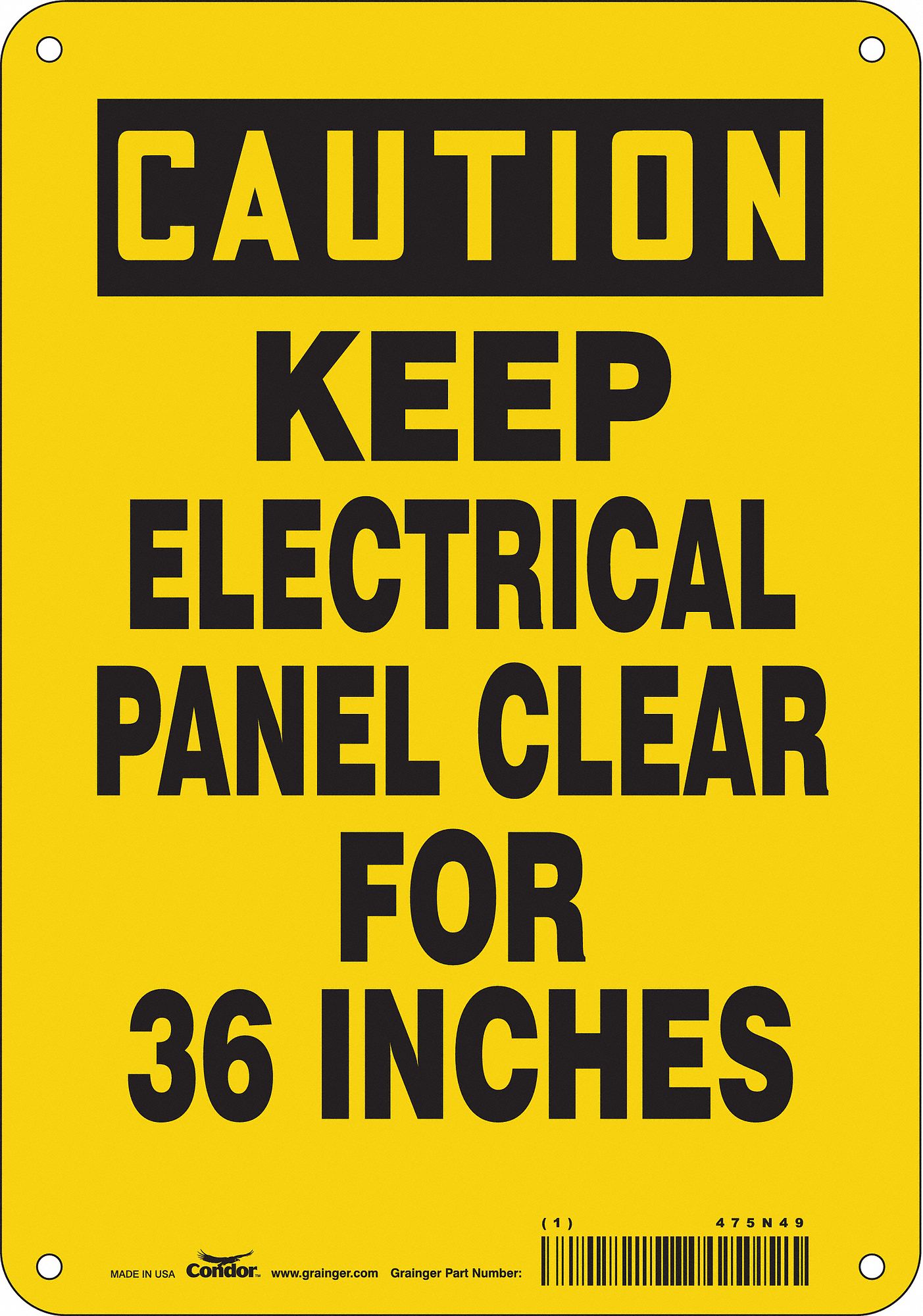 Safety Sign: Polyethylene, Mounting Holes Sign Mounting, 10 in x 7 in Nominal Sign Size