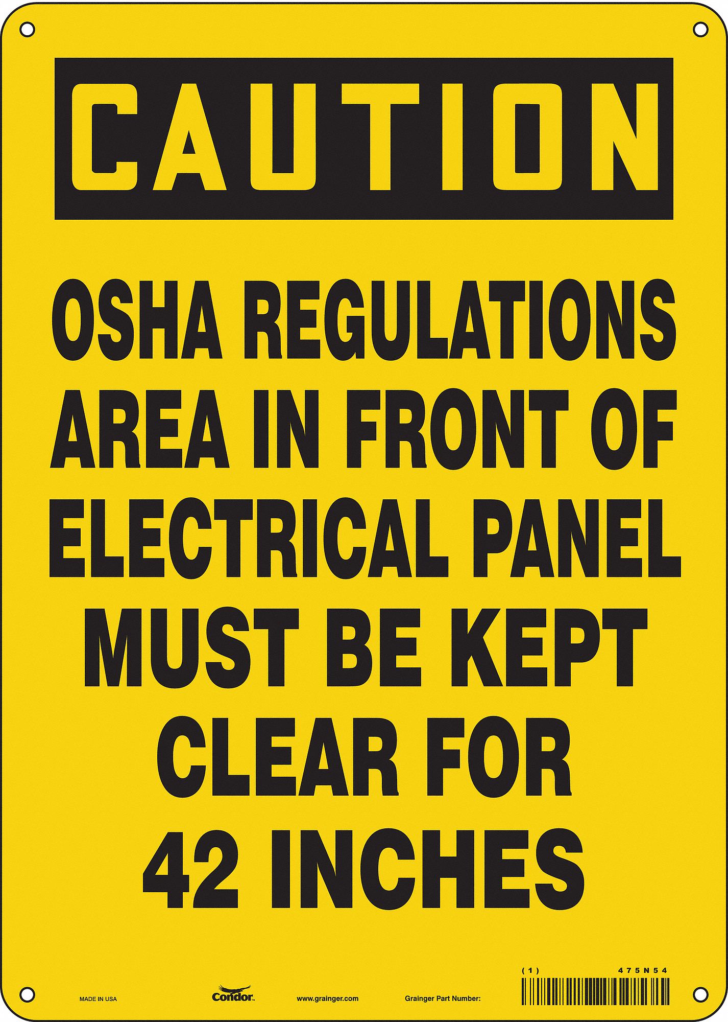Safety Sign: Aluminum, Mounting Holes Sign Mounting, 14 in x 10 in Nominal Sign Size, 0.032 in Thick