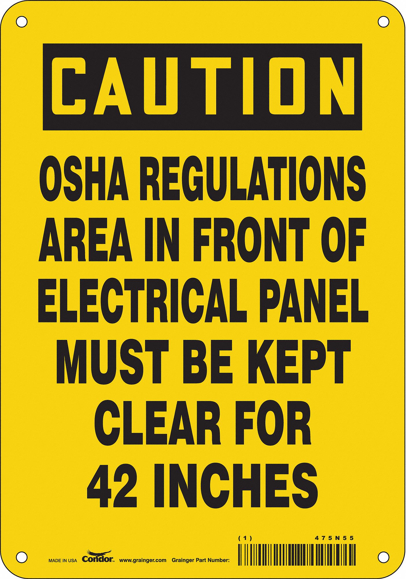 Safety Sign: Polyethylene, Mounting Holes Sign Mounting, 10 in x 7 in Nominal Sign Size