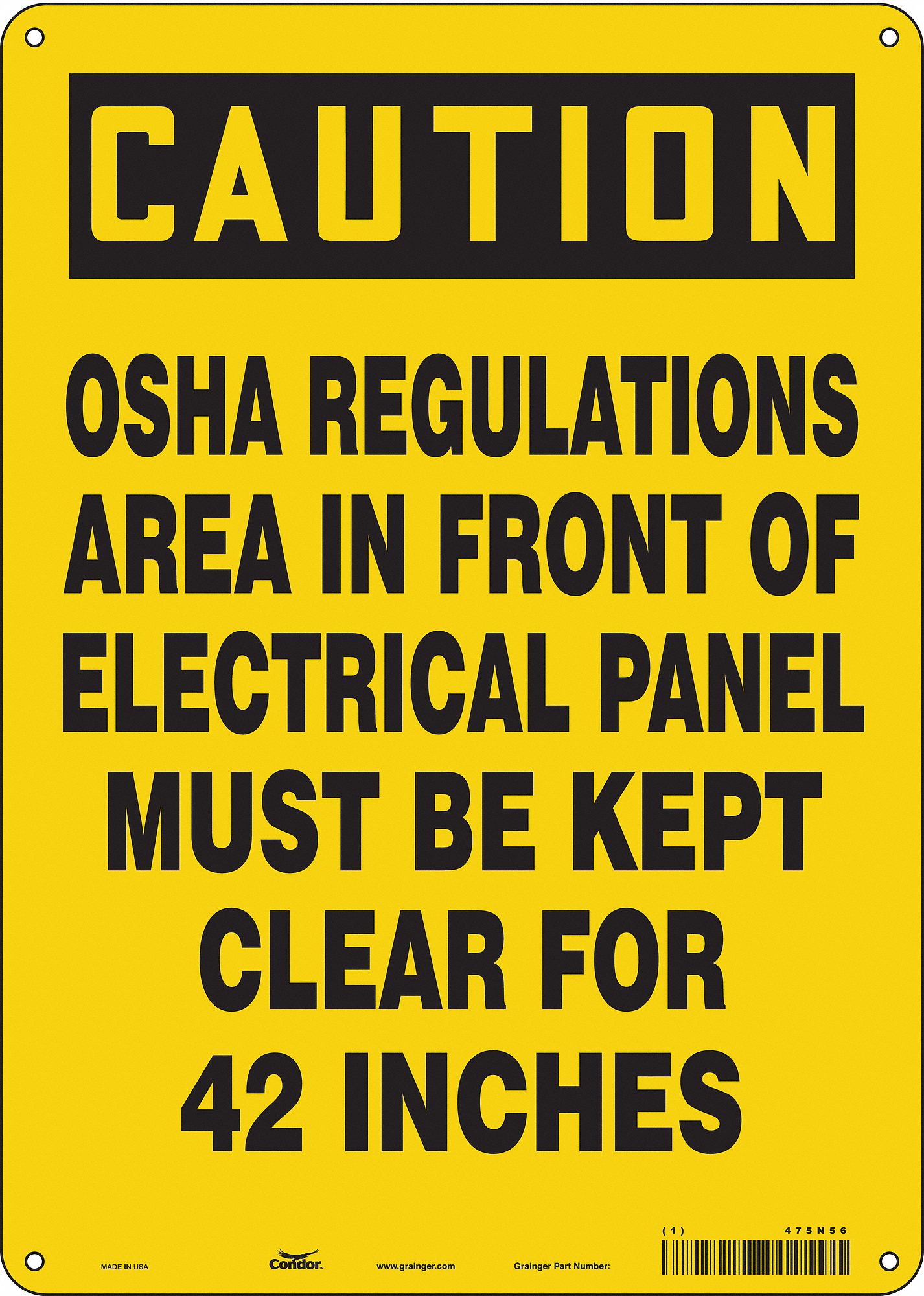 Safety Sign: Polyethylene, Mounting Holes Sign Mounting, 14 in x 10 in Nominal Sign Size