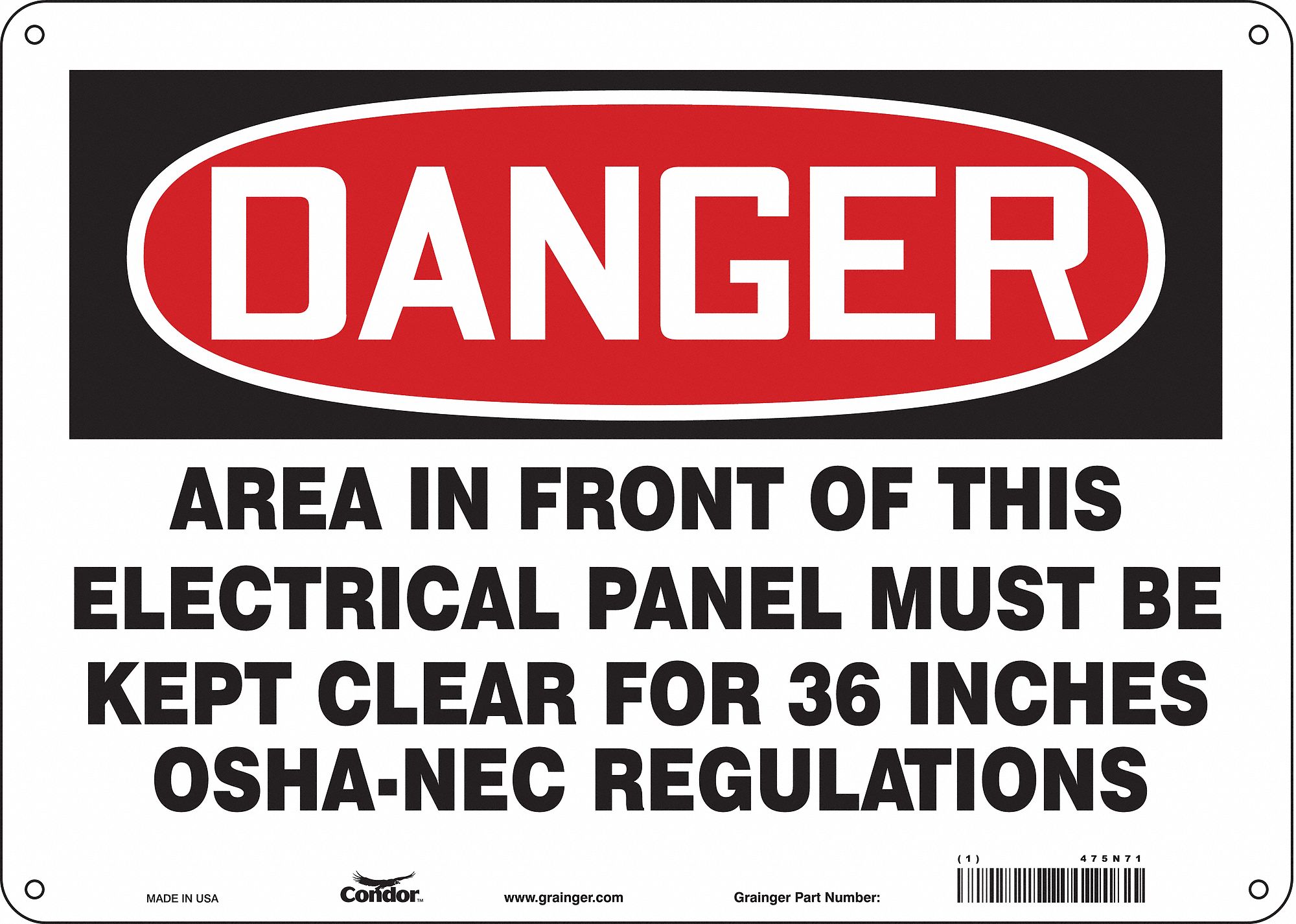 Safety Sign: Polyethylene, Mounting Holes Sign Mounting, 10 in x 14 in Nominal Sign Size