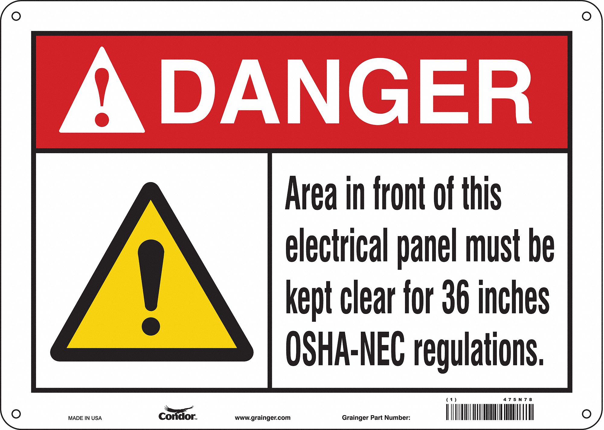 Safety Sign: Polyethylene, Mounting Holes Sign Mounting, 10 in x 14 in Nominal Sign Size