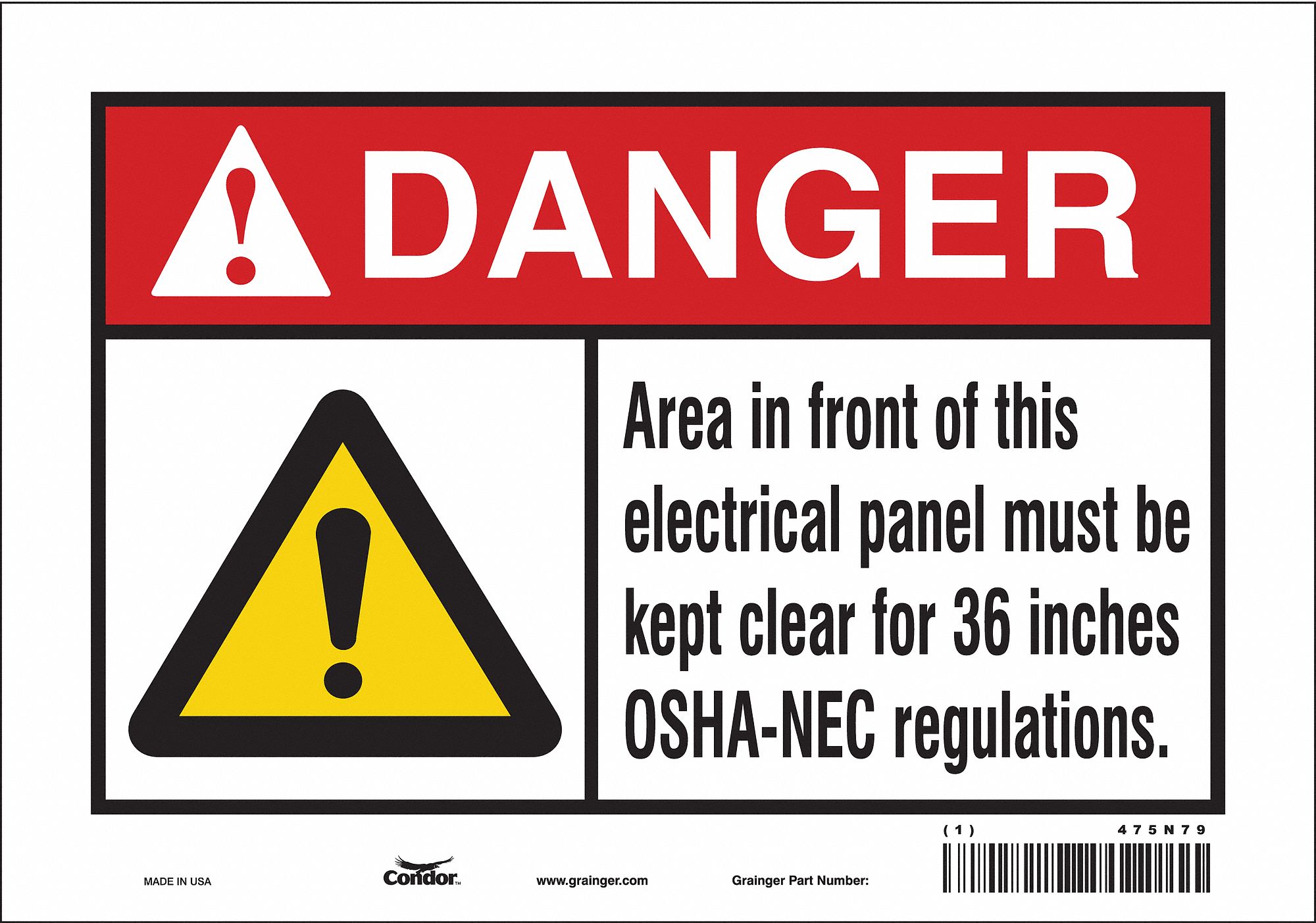 Safety Sign: Vinyl, Adhesive Sign Mounting, 7 in x 10 in Nominal Sign Size, Not Retroreflective