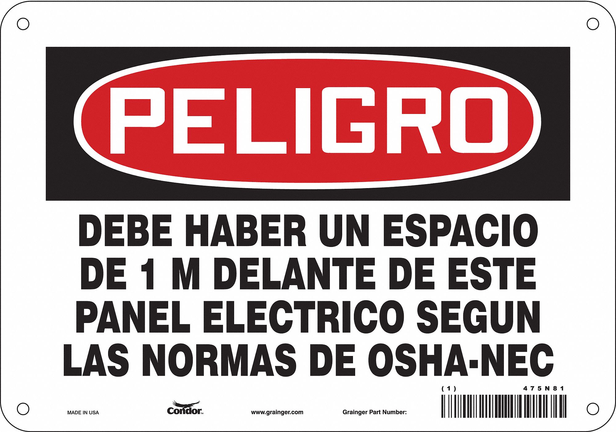 Safety Sign: Aluminum, Mounting Holes Sign Mounting, 7 in x 10 in Nominal Sign Size, 0.032 in Thick