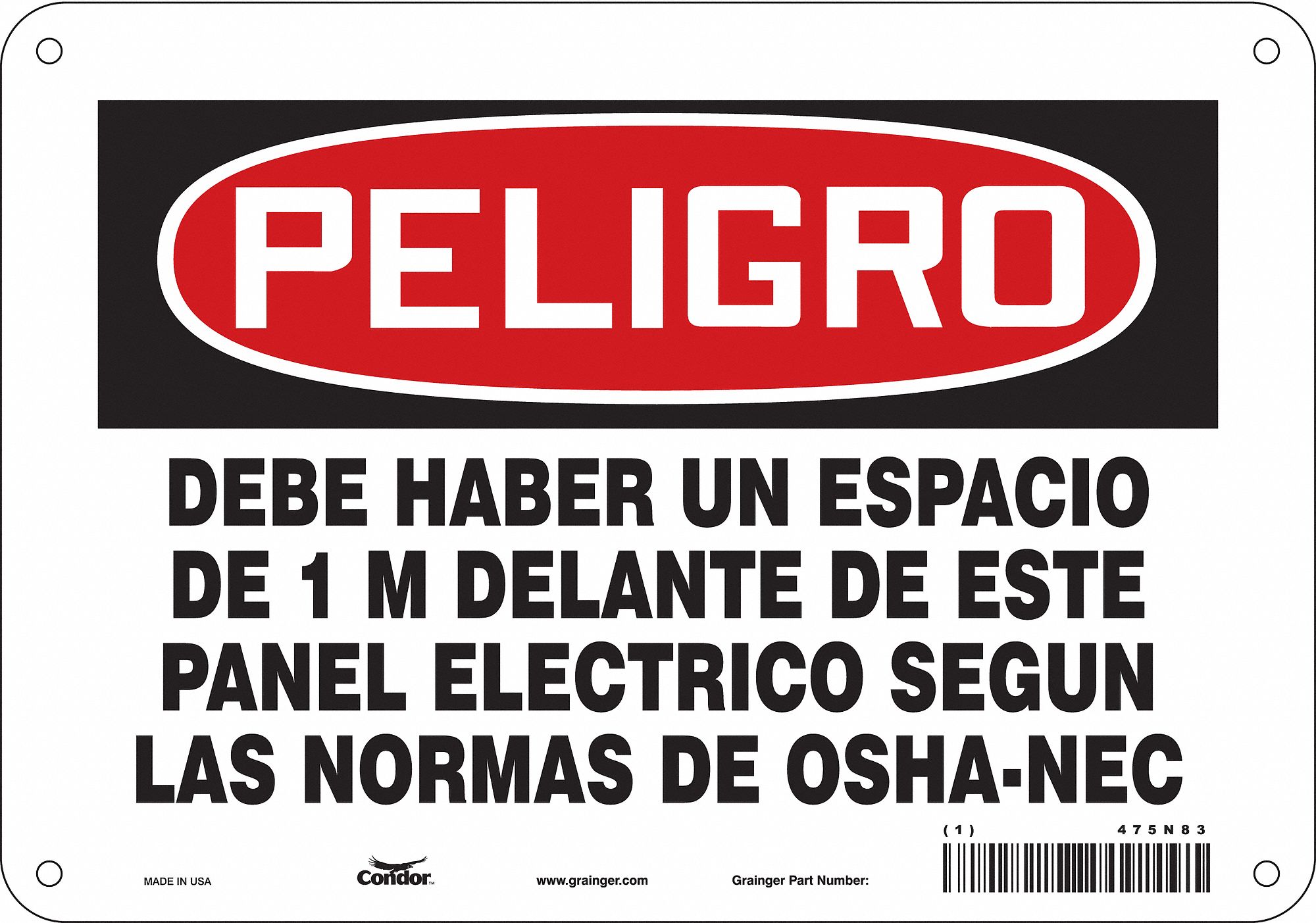 Safety Sign: Polyethylene, Mounting Holes Sign Mounting, 7 in x 10 in Nominal Sign Size