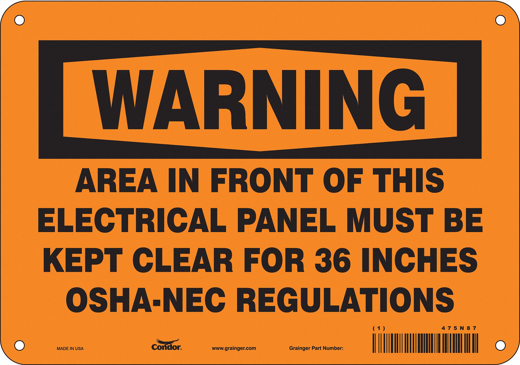 Safety Sign: Aluminum, Mounting Holes Sign Mounting, 7 in x 10 in Nominal Sign Size, 0.032 in Thick