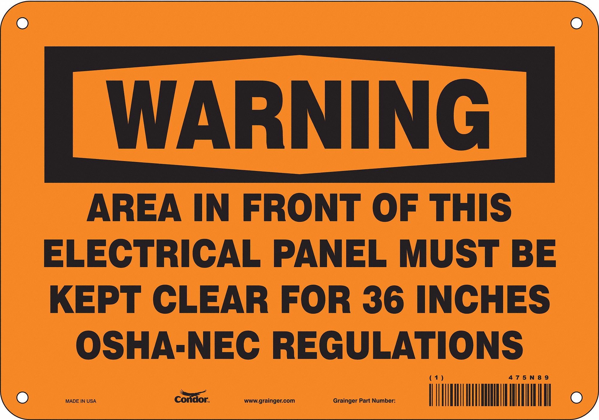 Safety Sign: Polyethylene, Mounting Holes Sign Mounting, 7 in x 10 in Nominal Sign Size