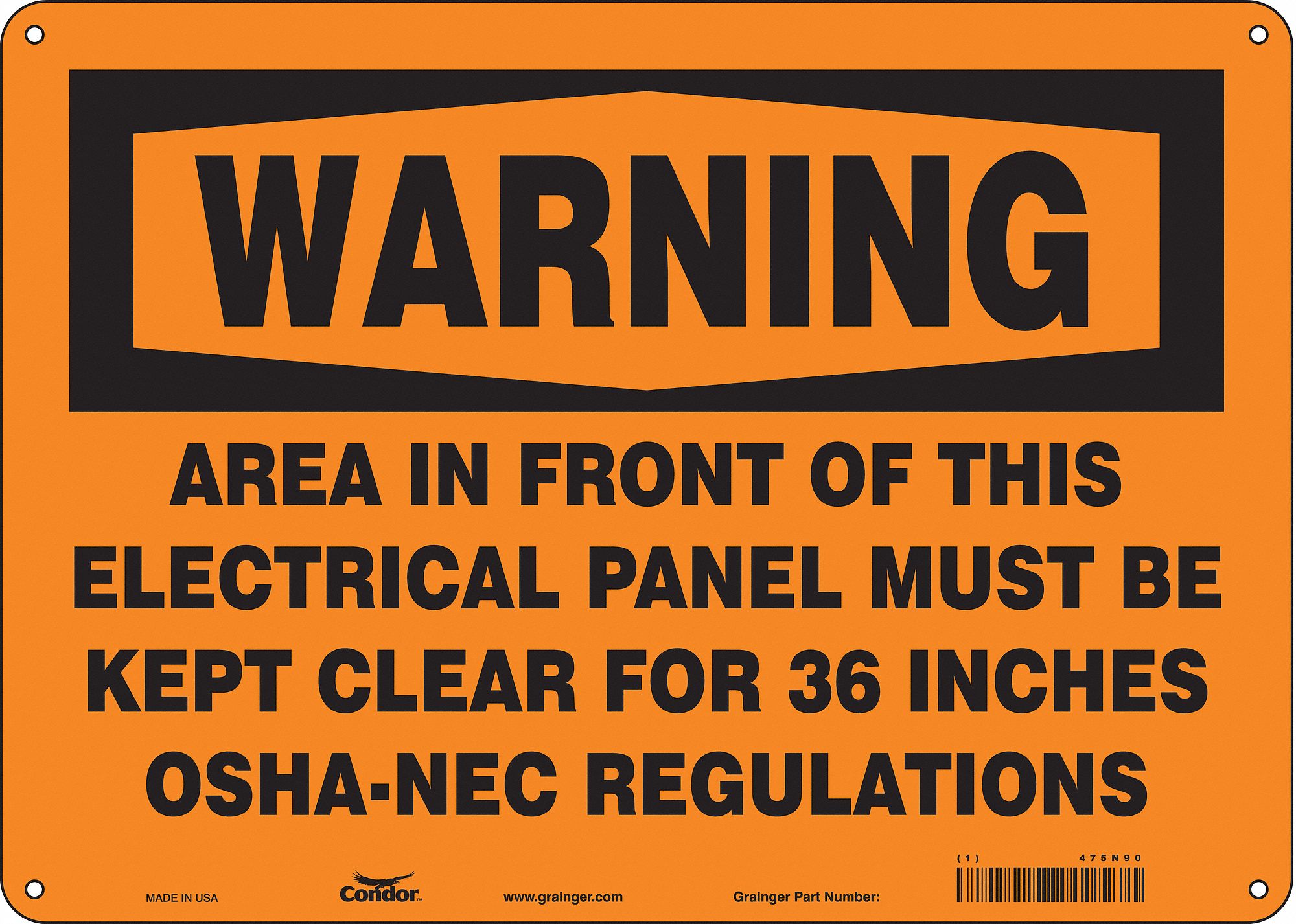 Safety Sign: Polyethylene, Mounting Holes Sign Mounting, 10 in x 14 in Nominal Sign Size