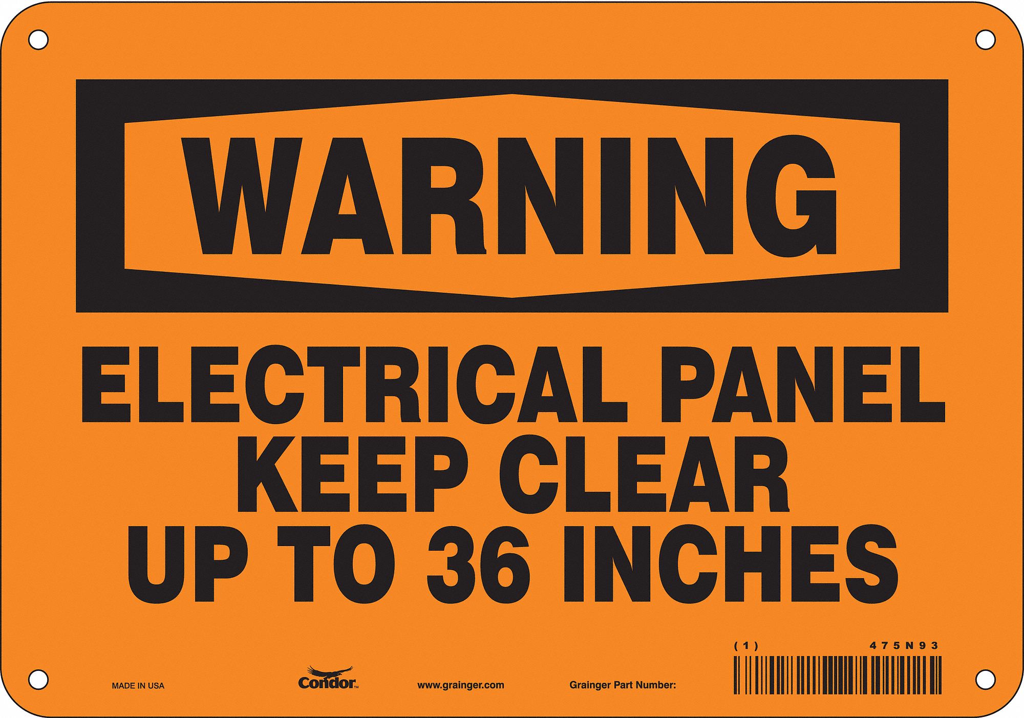 Safety Sign: Aluminum, Mounting Holes Sign Mounting, 7 in x 10 in Nominal Sign Size, 0.032 in Thick