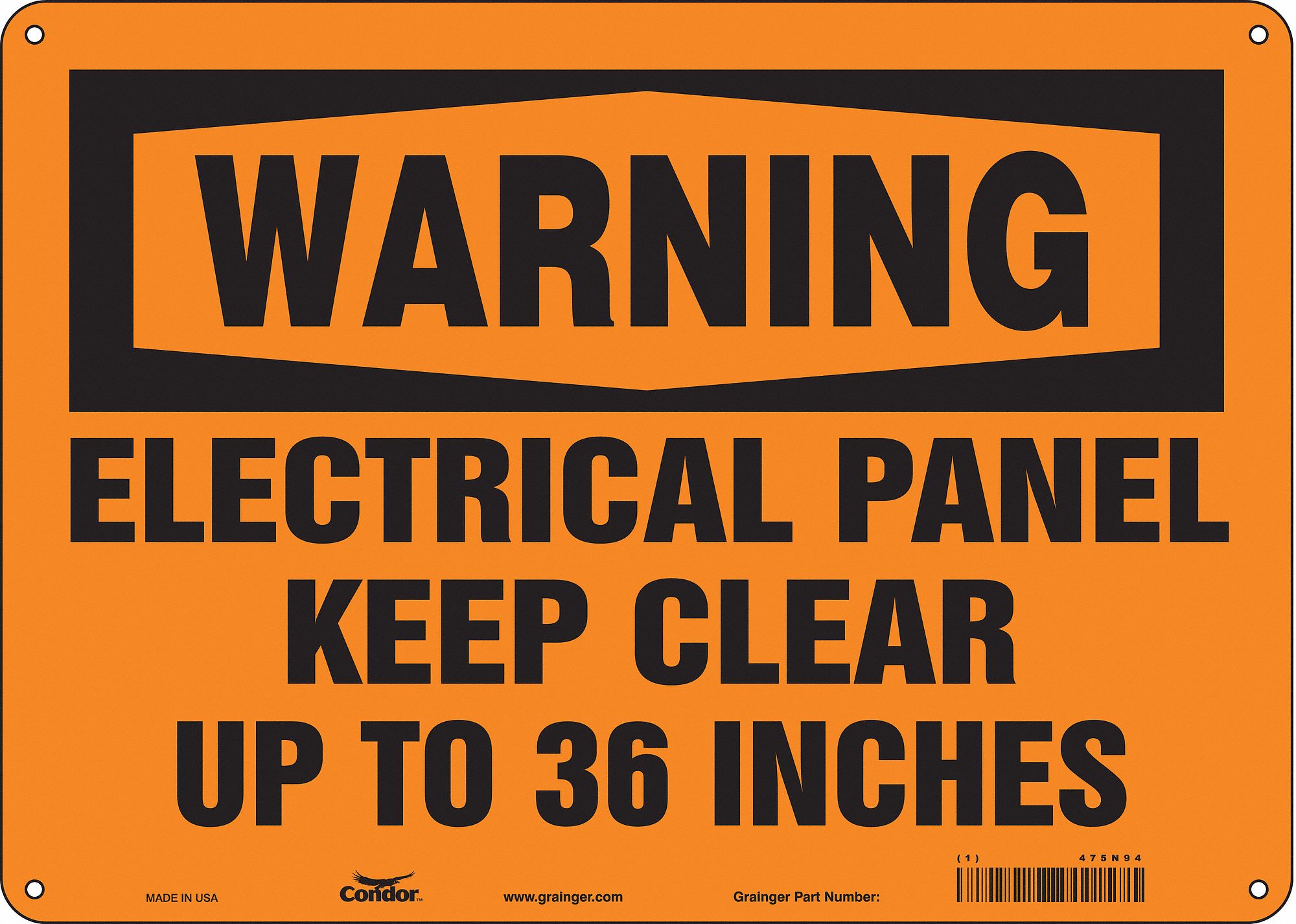 Safety Sign: Aluminum, Mounting Holes Sign Mounting, 10 in x 14 in Nominal Sign Size, 0.032 in Thick