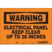 Warning: Electrical Panel Keep Clear Up To 36 Inches Signs