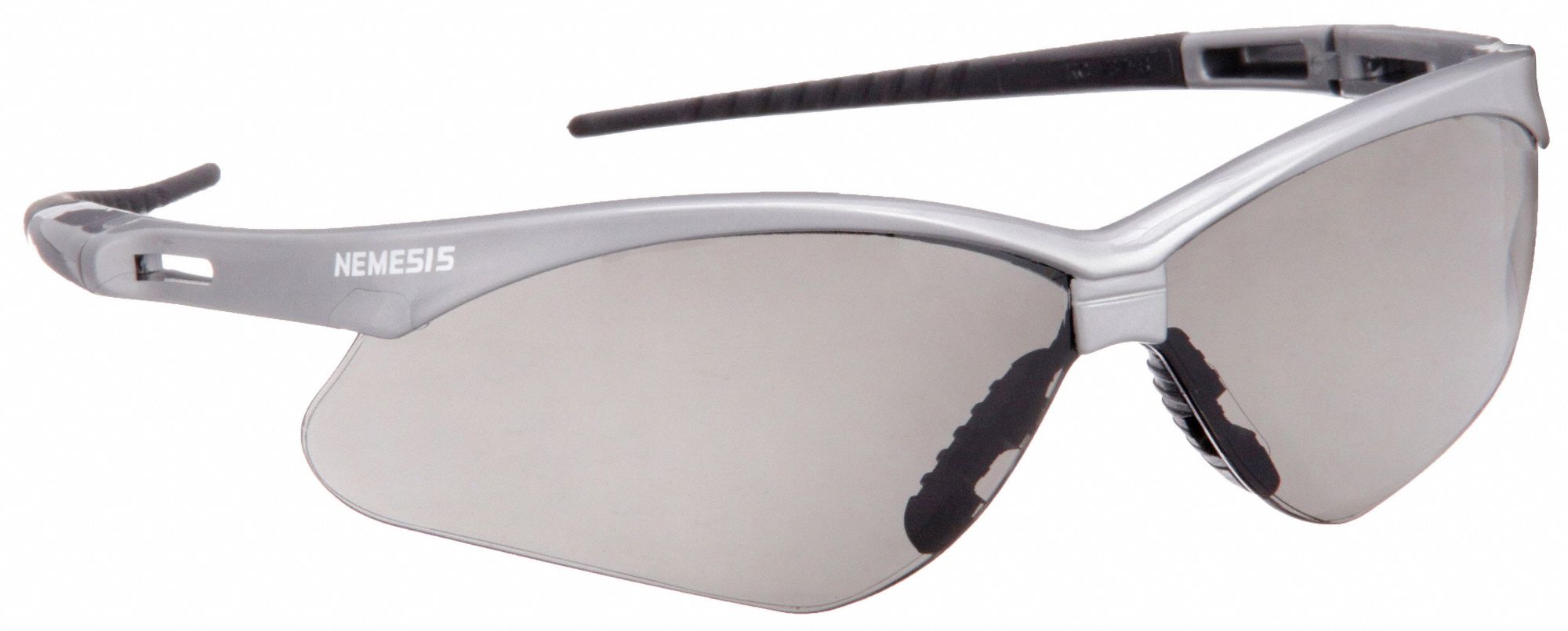 Safety Glasses: Gray Lens, Half-Frame, Anti-Fog, Silver Frame, Nemesis(TM) Series