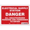 Electrical Supply Station Danger All Unauthorized Persons Are Forbidden To Enter Signs