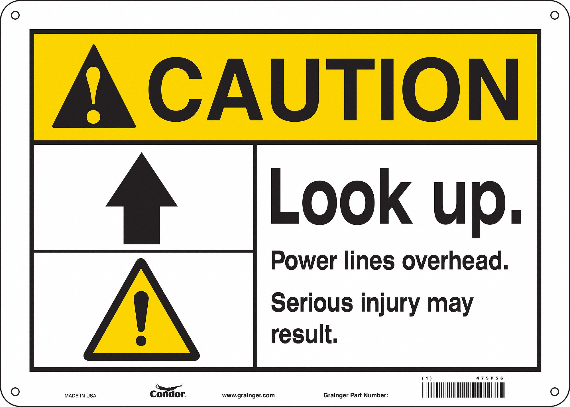 Safety Sign: Aluminum, Mounting Holes Sign Mounting, 10 in x 14 in Nominal Sign Size, 0.032 in Thick