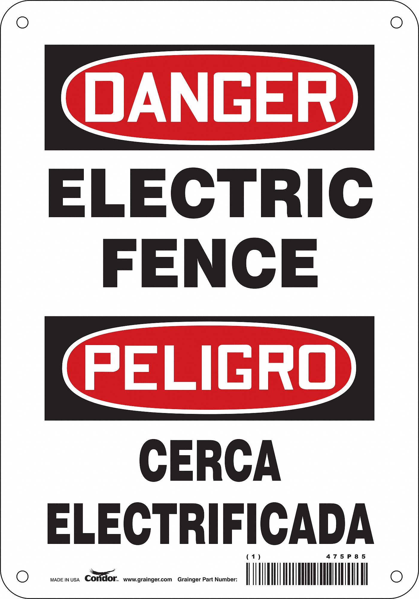Safety Sign: Aluminum, Mounting Holes Sign Mounting, 10 in x 7 in Nominal Sign Size, 0.032 in Thick