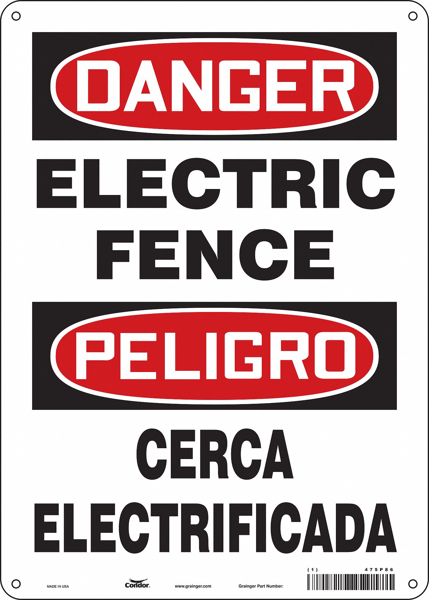 Safety Sign: Aluminum, Mounting Holes Sign Mounting, 14 in x 10 in Nominal Sign Size, 0.032 in Thick