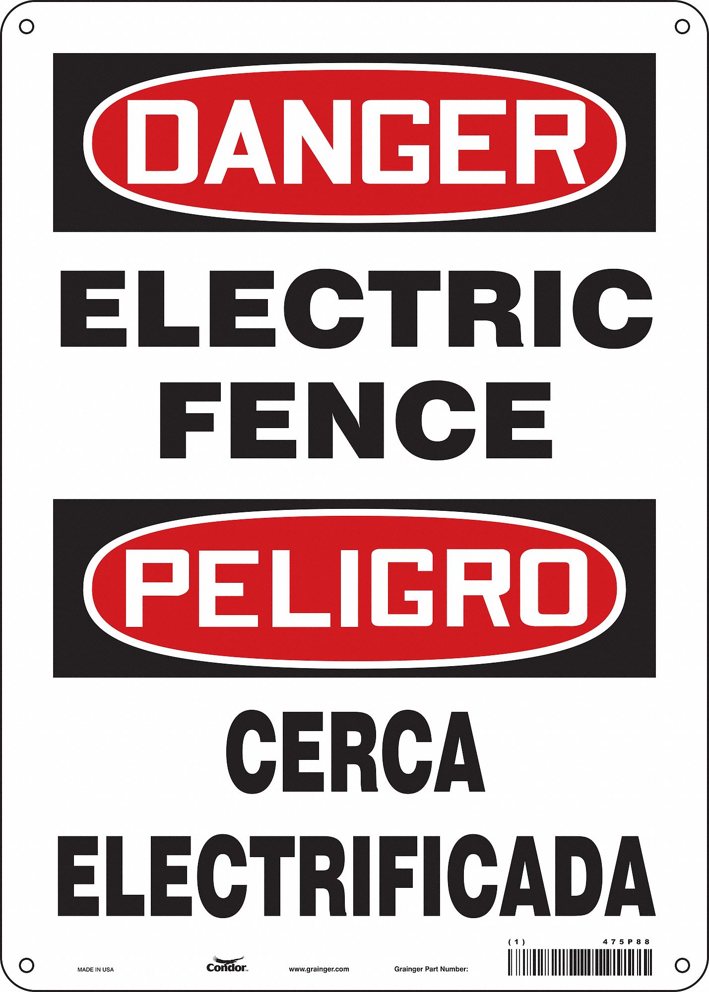 Safety Sign: Polyethylene, Mounting Holes Sign Mounting, 14 in x 10 in Nominal Sign Size