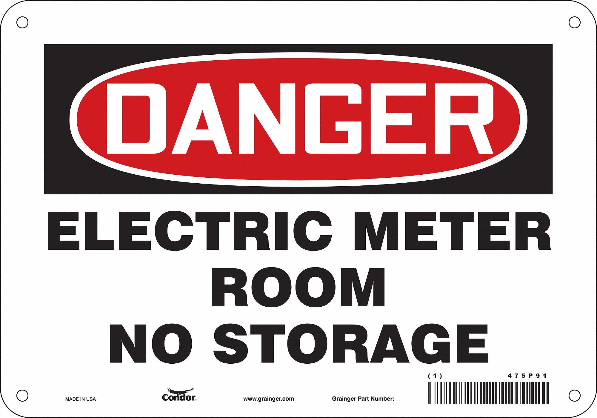 Safety Sign: Aluminum, Mounting Holes Sign Mounting, 7 in x 10 in Nominal Sign Size, 0.032 in Thick