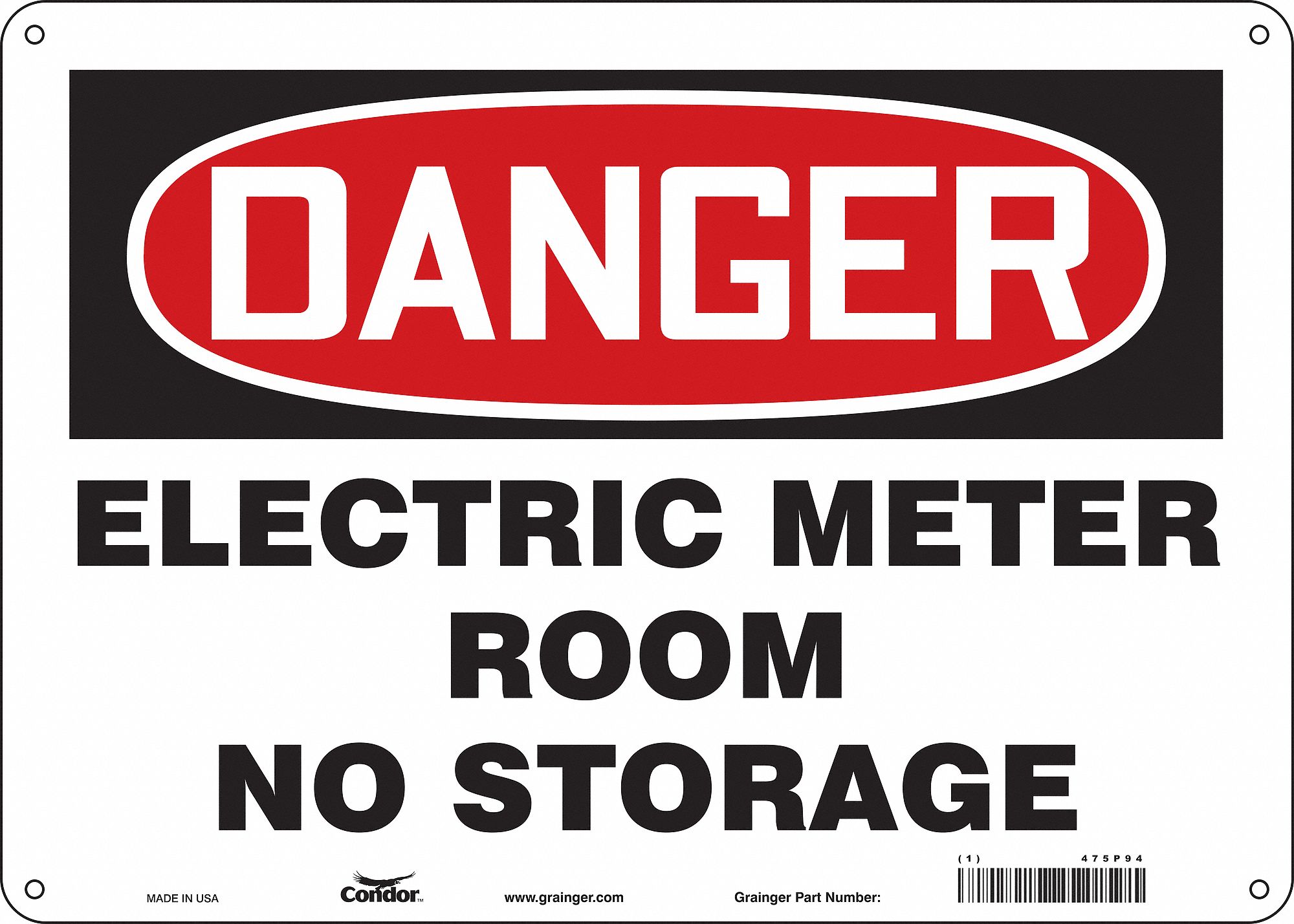 Safety Sign: Polyethylene, Mounting Holes Sign Mounting, 10 in x 14 in Nominal Sign Size