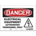 Danger: Electrcial Equipment Authorized Peronnel Only Signs
