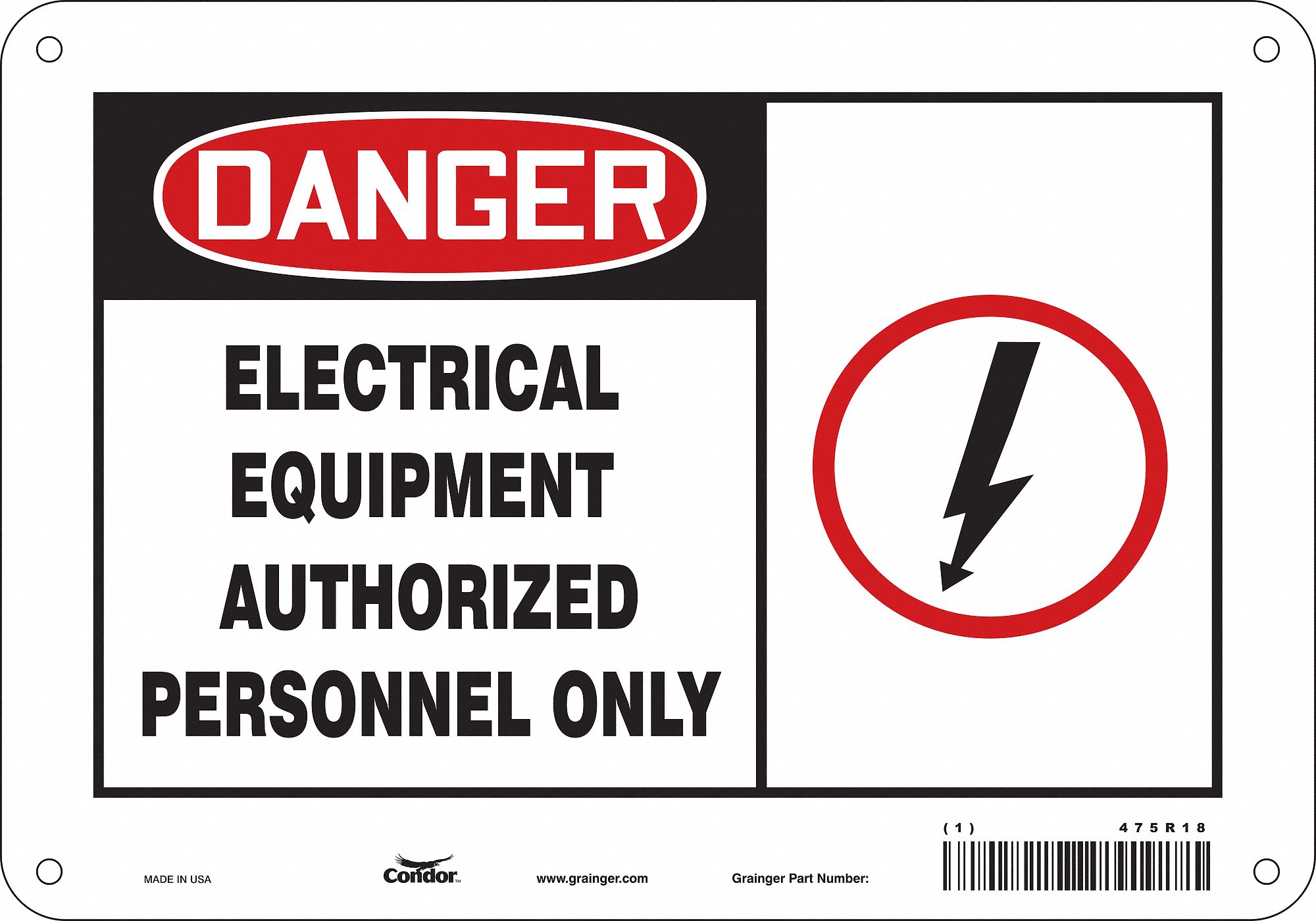 Safety Sign: Aluminum, Mounting Holes Sign Mounting, 7 in x 10 in Nominal Sign Size, 0.032 in Thick