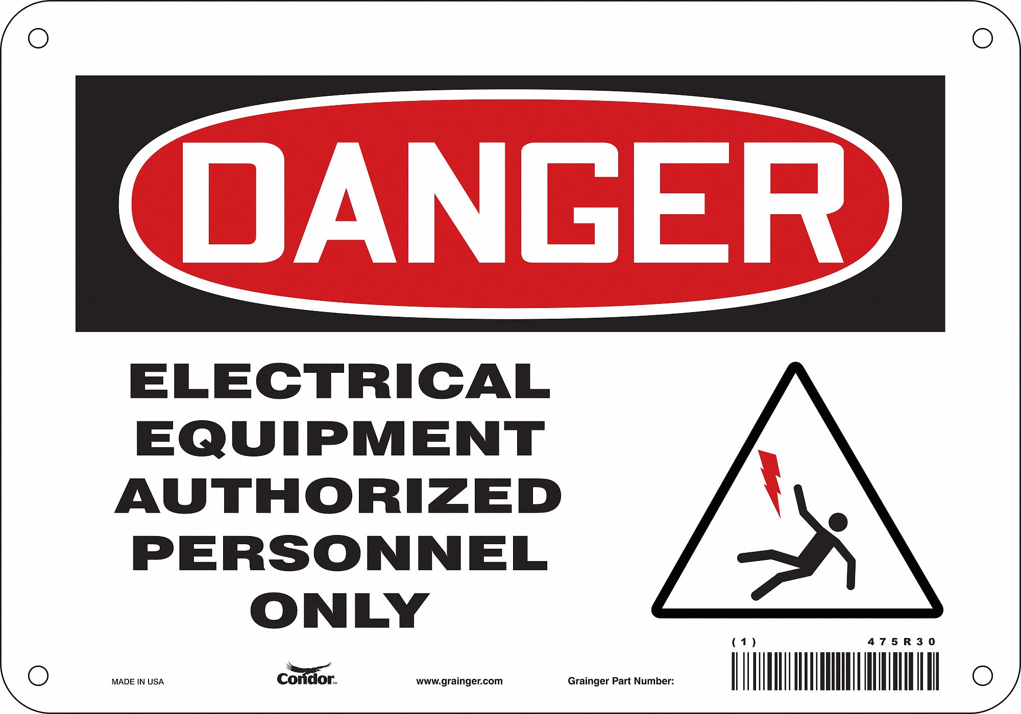 Safety Sign: Polyethylene, Mounting Holes Sign Mounting, 7 in x 10 in Nominal Sign Size