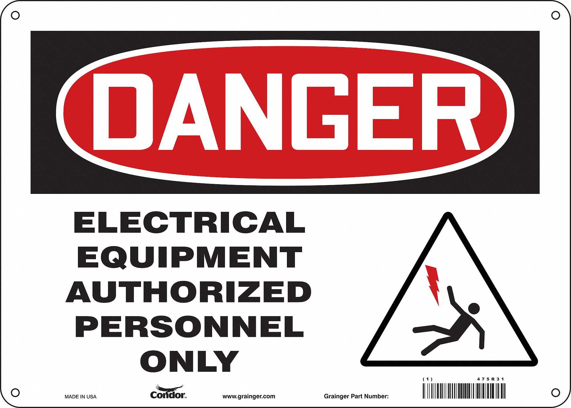 Safety Sign: Polyethylene, Mounting Holes Sign Mounting, 10 in x 14 in Nominal Sign Size