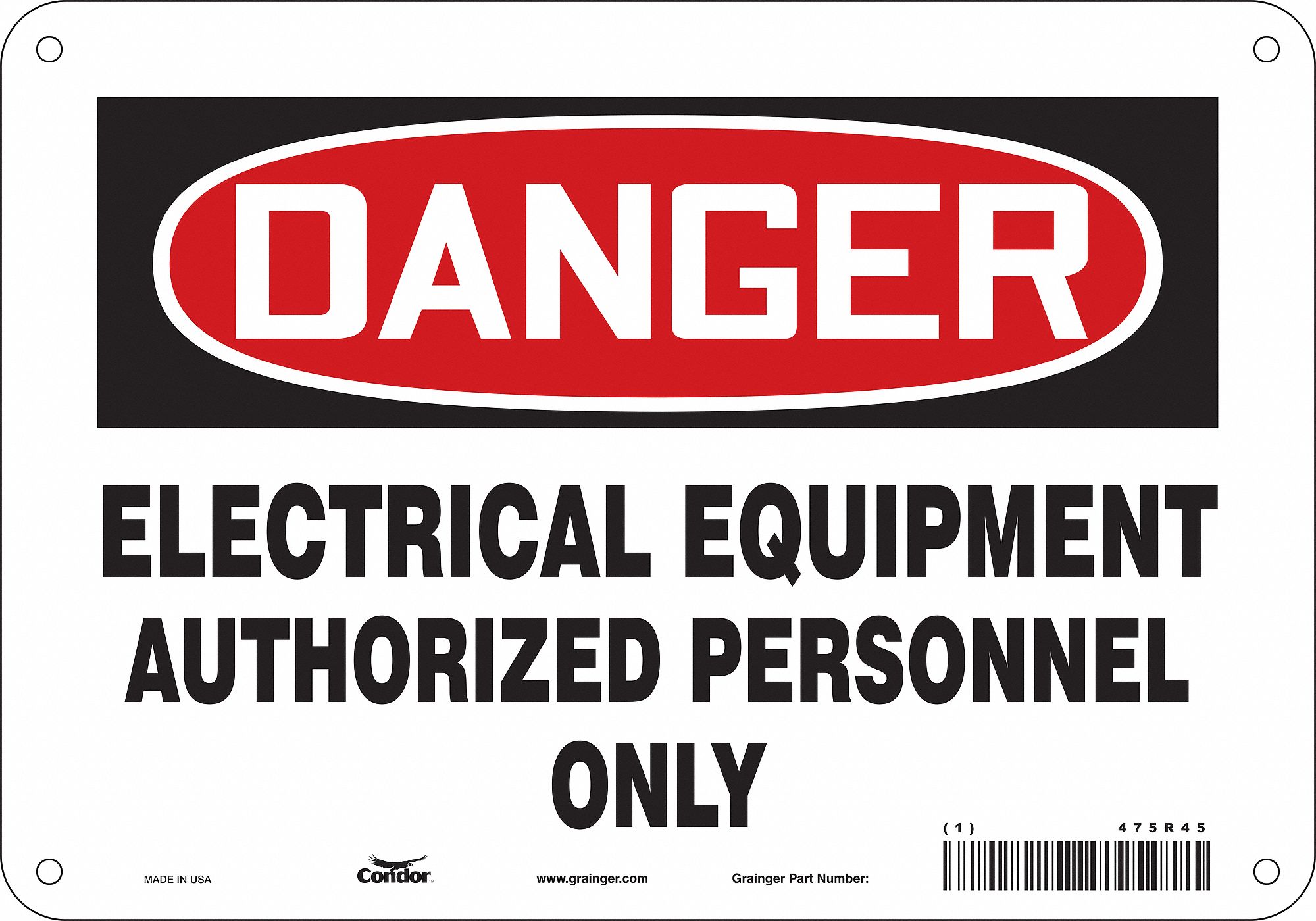 Safety Sign: Polyethylene, Mounting Holes Sign Mounting, 7 in x 10 in Nominal Sign Size