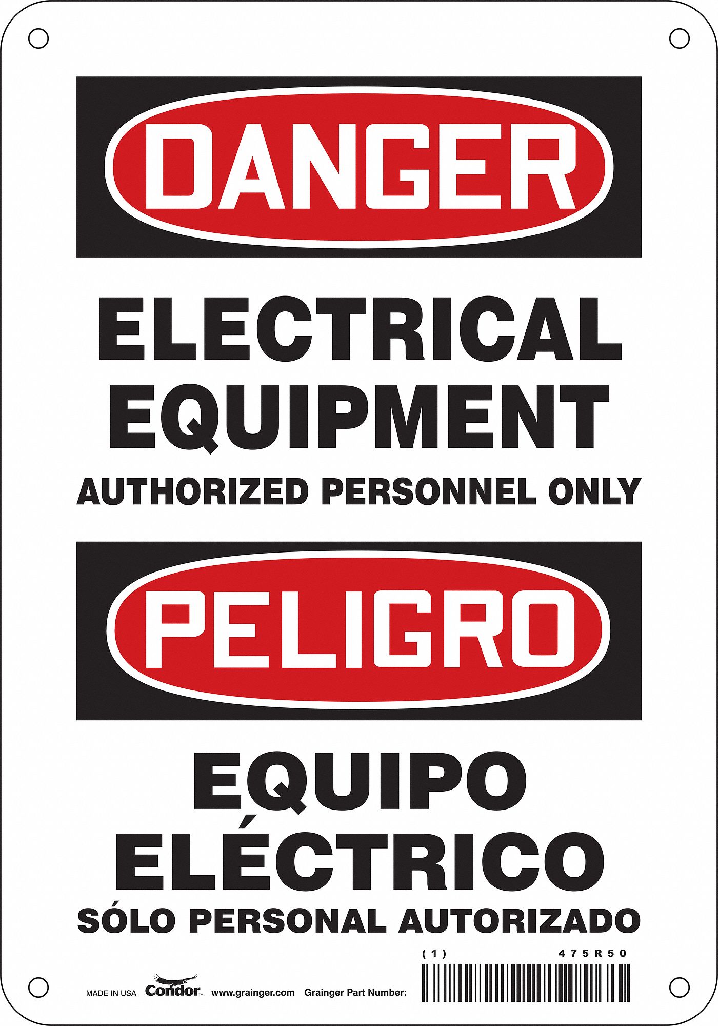 Safety Sign: Aluminum, Mounting Holes Sign Mounting, 10 in x 7 in Nominal Sign Size, 0.032 in Thick