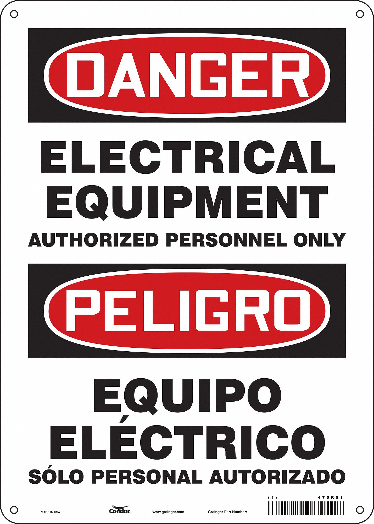 Safety Sign: Aluminum, Mounting Holes Sign Mounting, 14 in x 10 in Nominal Sign Size, 0.032 in Thick