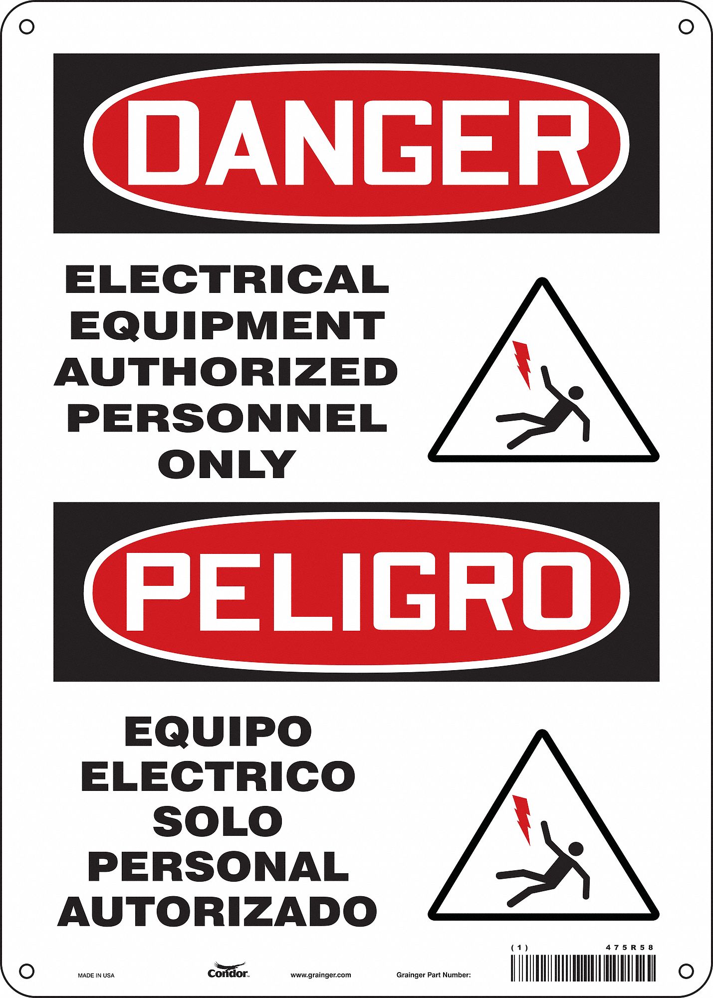 Safety Sign: Aluminum, Mounting Holes Sign Mounting, 14 in x 10 in Nominal Sign Size, 0.032 in Thick