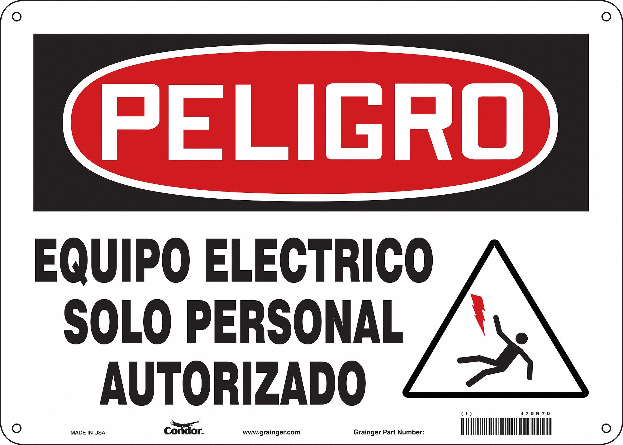 Safety Sign: Aluminum, Mounting Holes Sign Mounting, 10 in x 14 in Nominal Sign Size, 0.032 in Thick