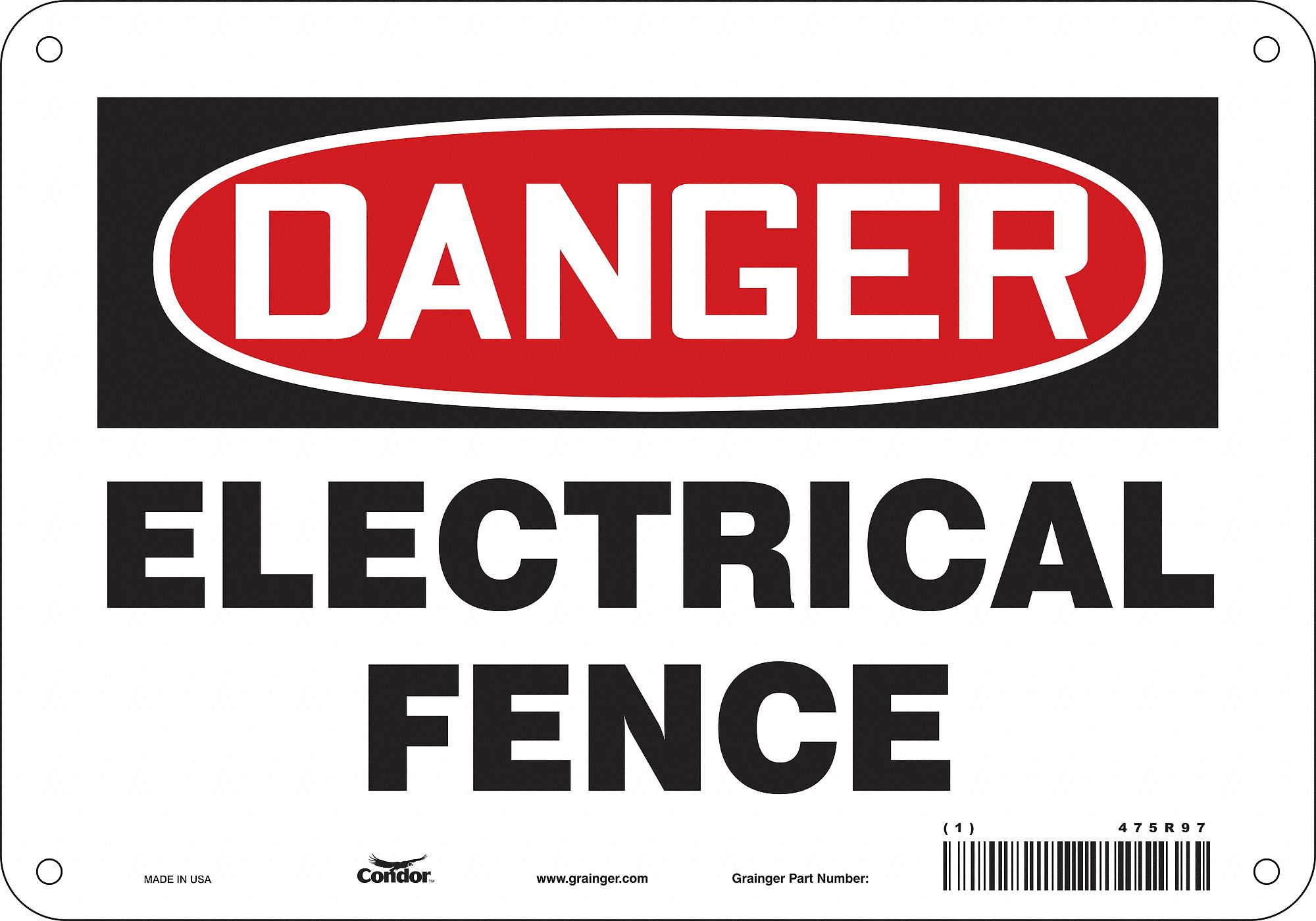 Safety Sign: Aluminum, Mounting Holes Sign Mounting, 7 in x 10 in Nominal Sign Size, 0.032 in Thick