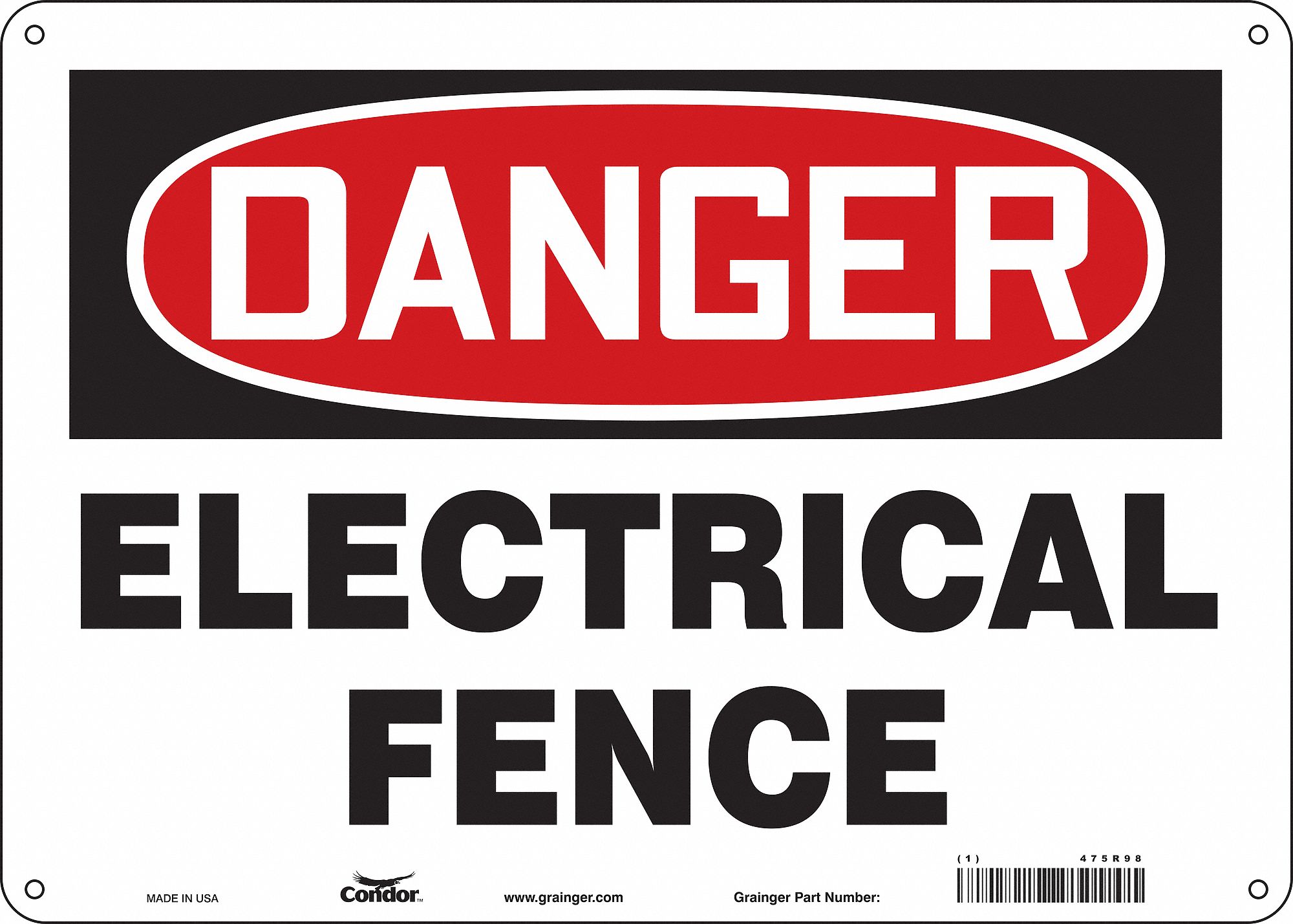 Safety Sign: Aluminum, Mounting Holes Sign Mounting, 10 in x 14 in Nominal Sign Size, 0.032 in Thick