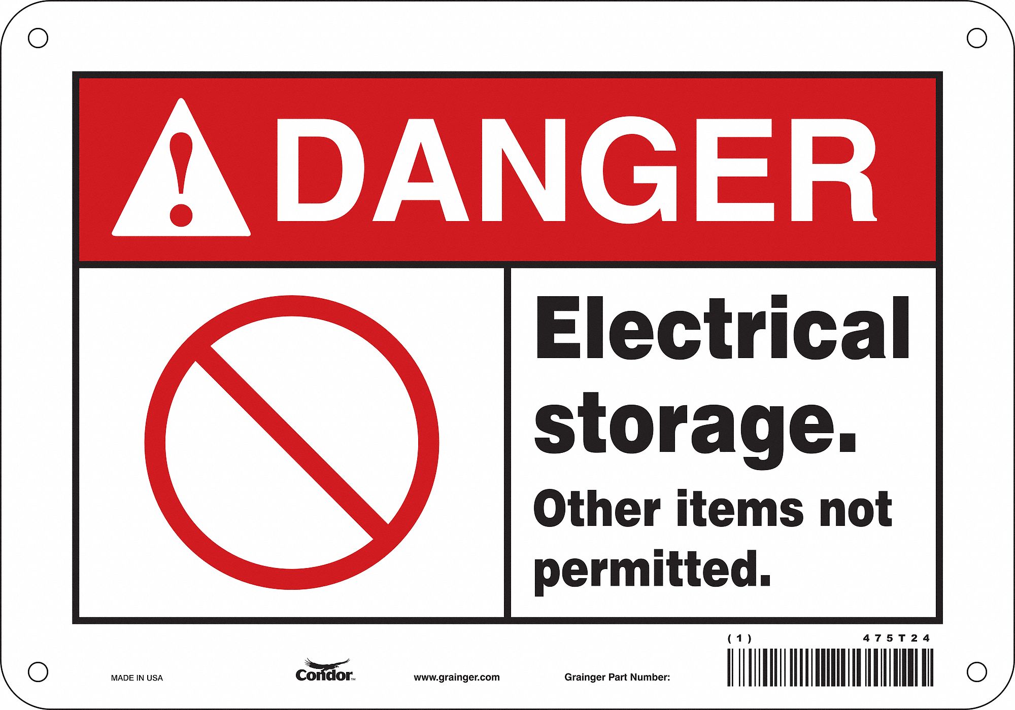 Safety Sign: Aluminum, Mounting Holes Sign Mounting, 7 in x 10 in Nominal Sign Size, 0.032 in Thick