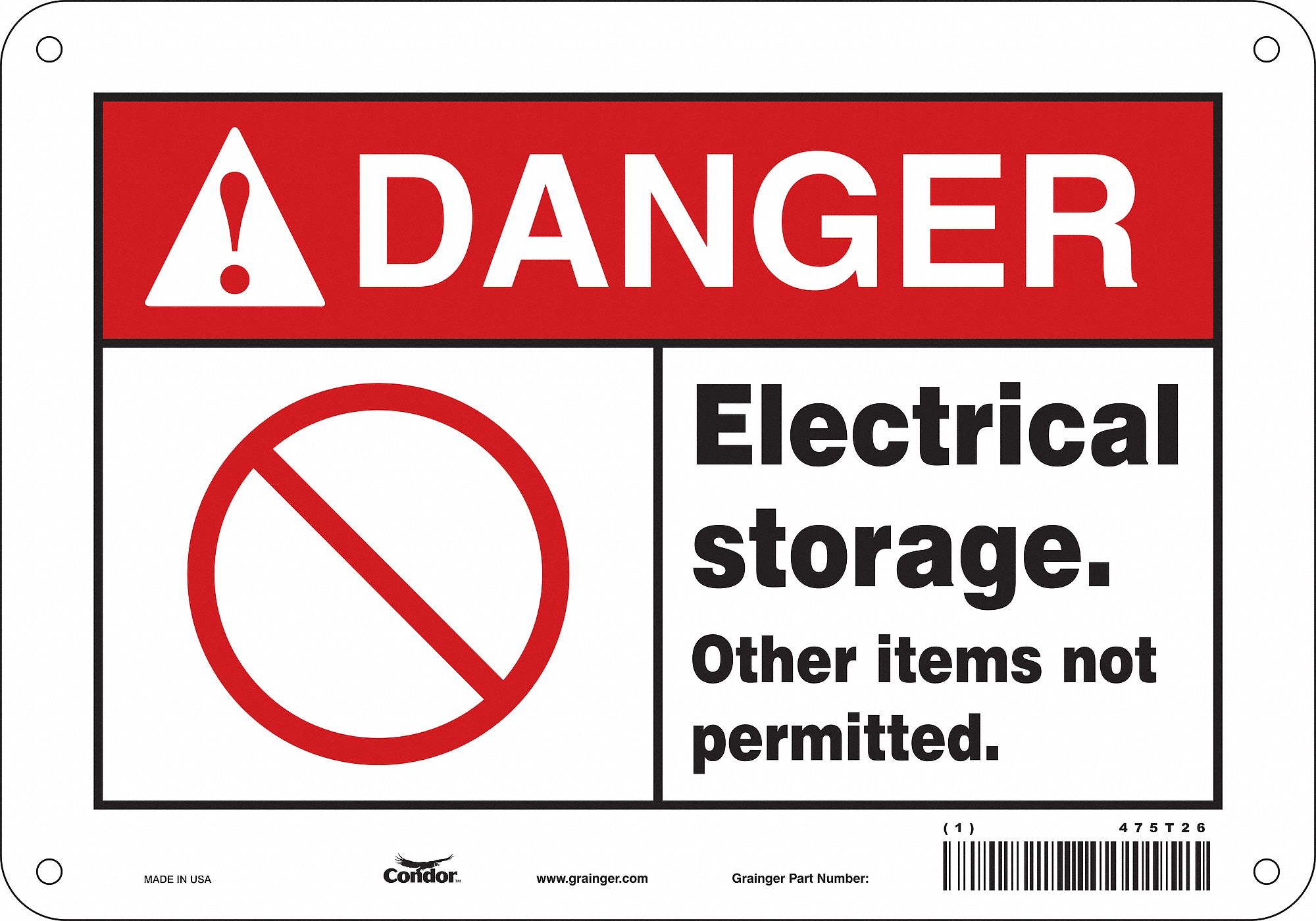 Safety Sign: Polyethylene, Mounting Holes Sign Mounting, 7 in x 10 in Nominal Sign Size