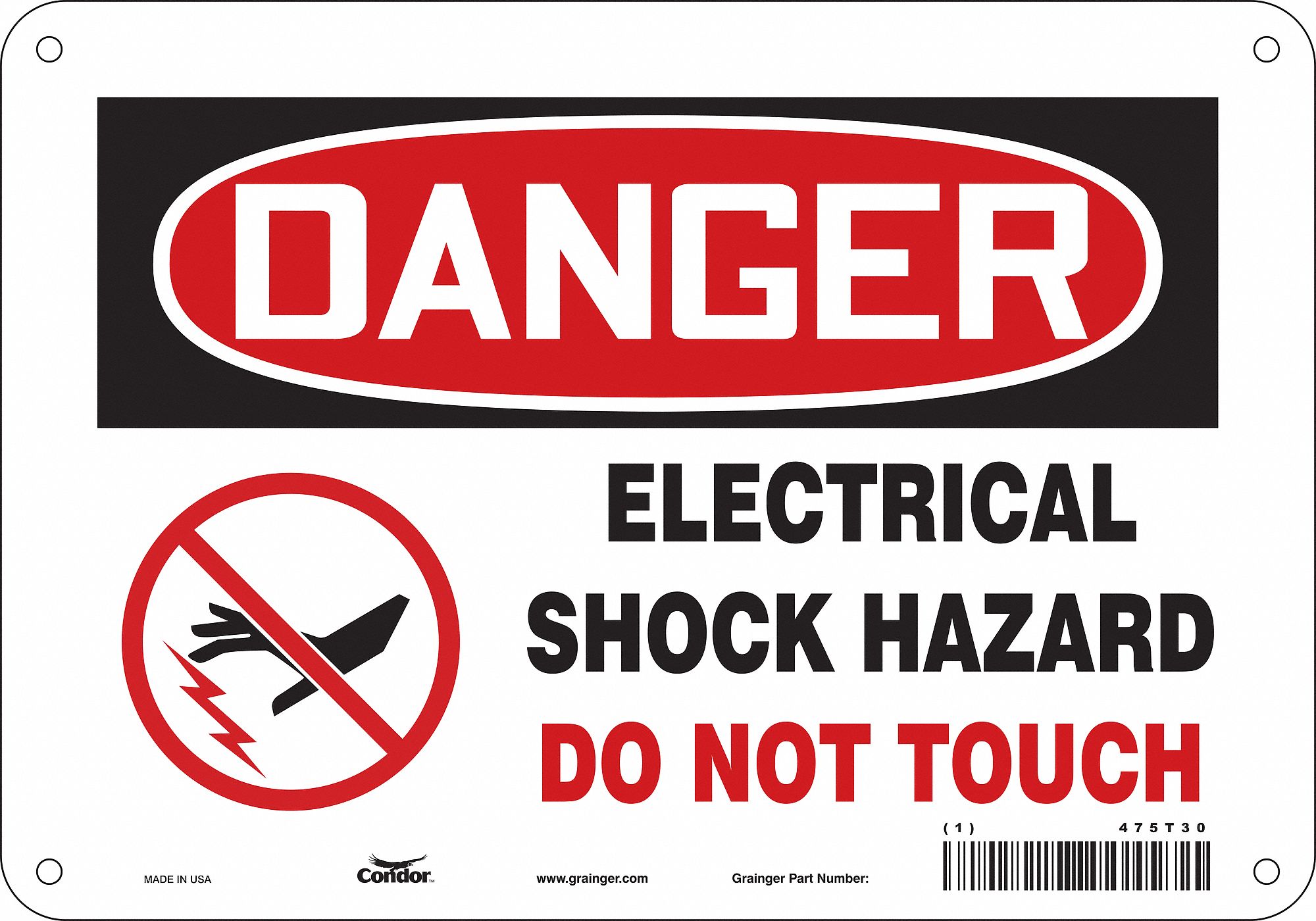 Safety Sign: Aluminum, Mounting Holes Sign Mounting, 7 in x 10 in Nominal Sign Size, 0.032 in Thick