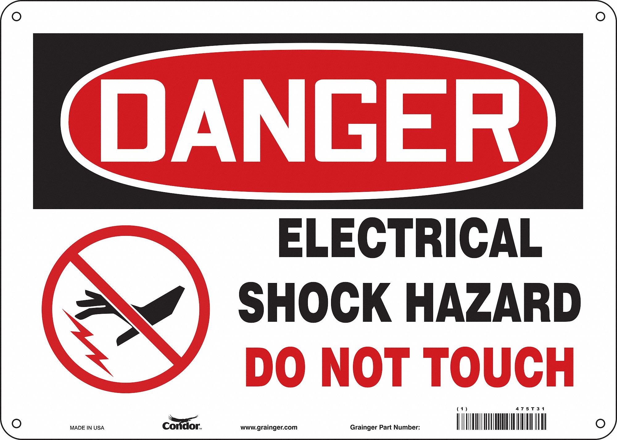 Safety Sign: Aluminum, Mounting Holes Sign Mounting, 10 in x 14 in Nominal Sign Size, 0.032 in Thick